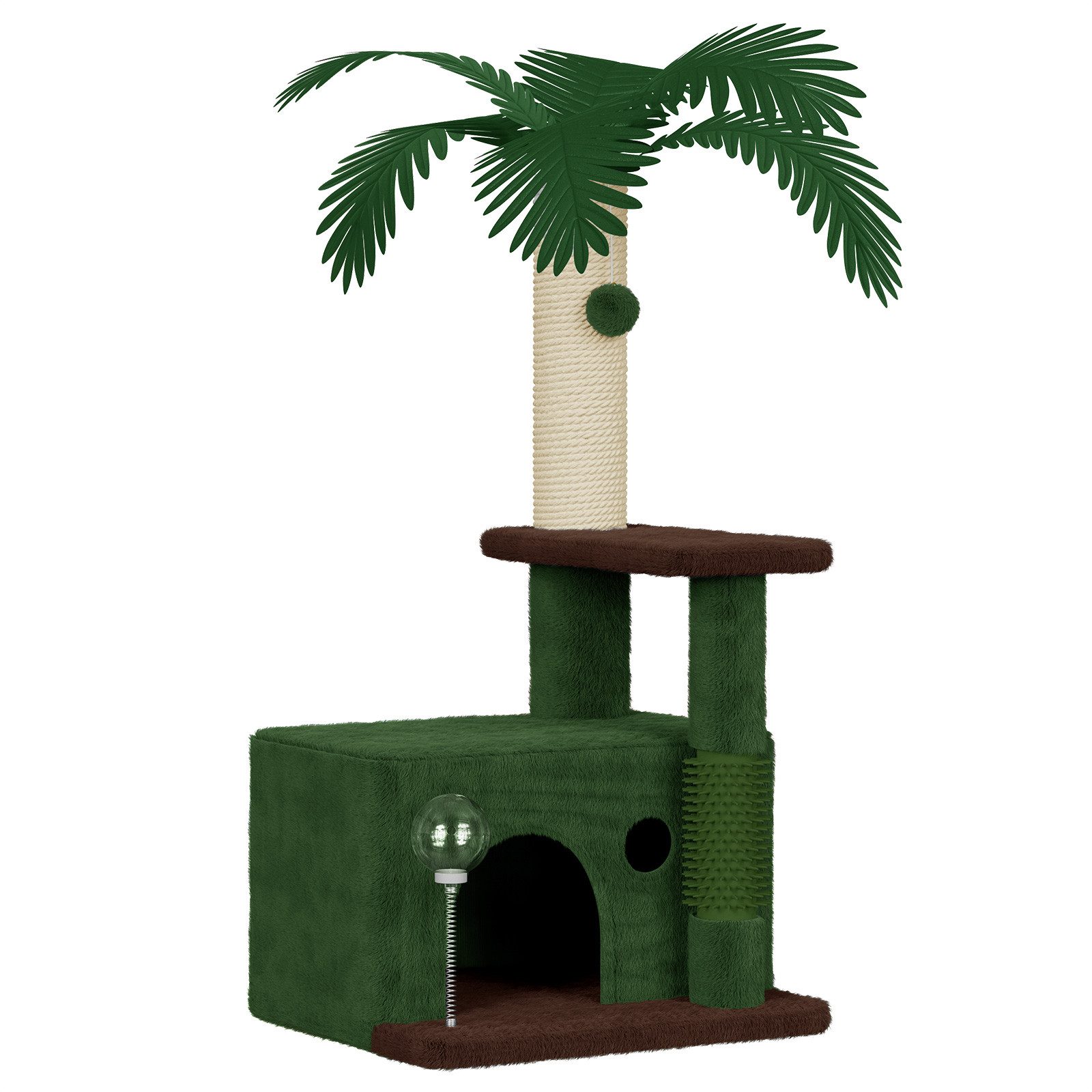 Dogat Kratzbaum Katzenkratzbaum 90cm für Indoor Cat Klettergerüst Katzenbaum, Kratzbaum mit Sisalseil, Palme Deco & Plüschball