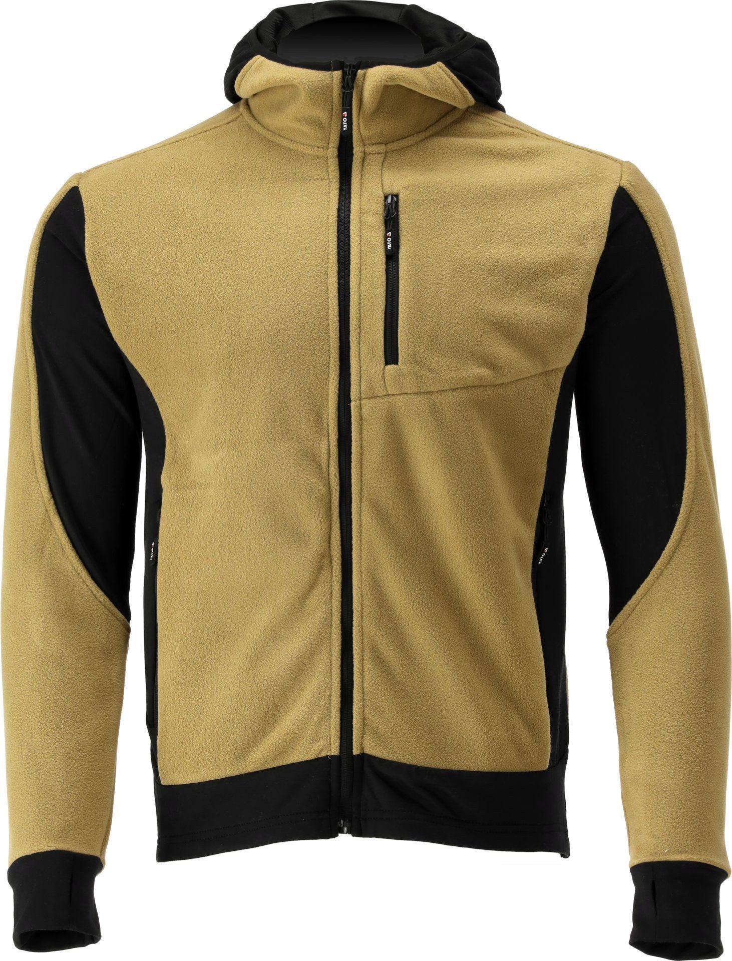 Kapuzenpullover Fleece Kapuzenpulli, Hoodie mit Reißverschluss Gr. XL khaki-schwarz