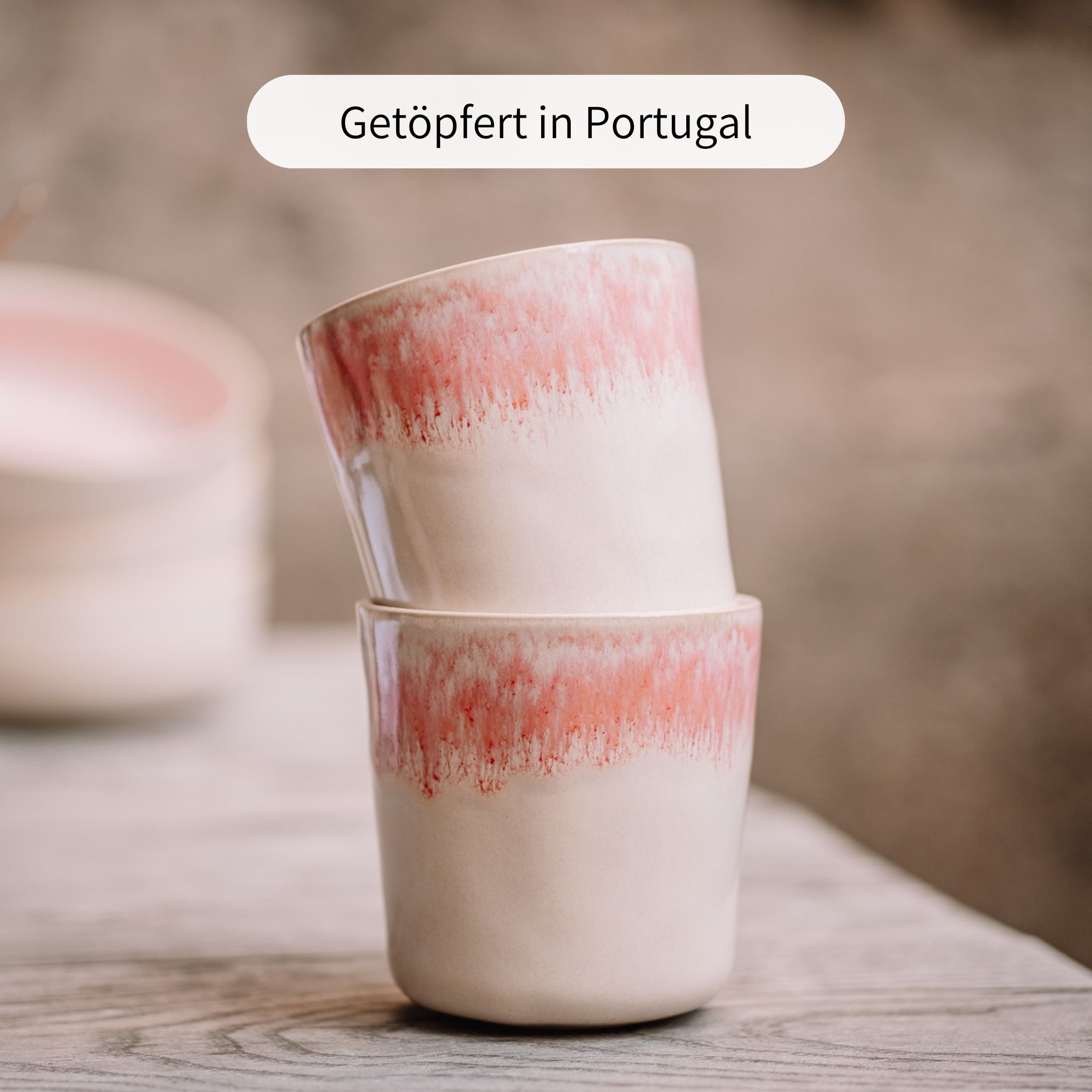 Econovo Becher Handgefertigt, 1-tlg., Steingut, Keramikbecher 300ml Made in Portugal