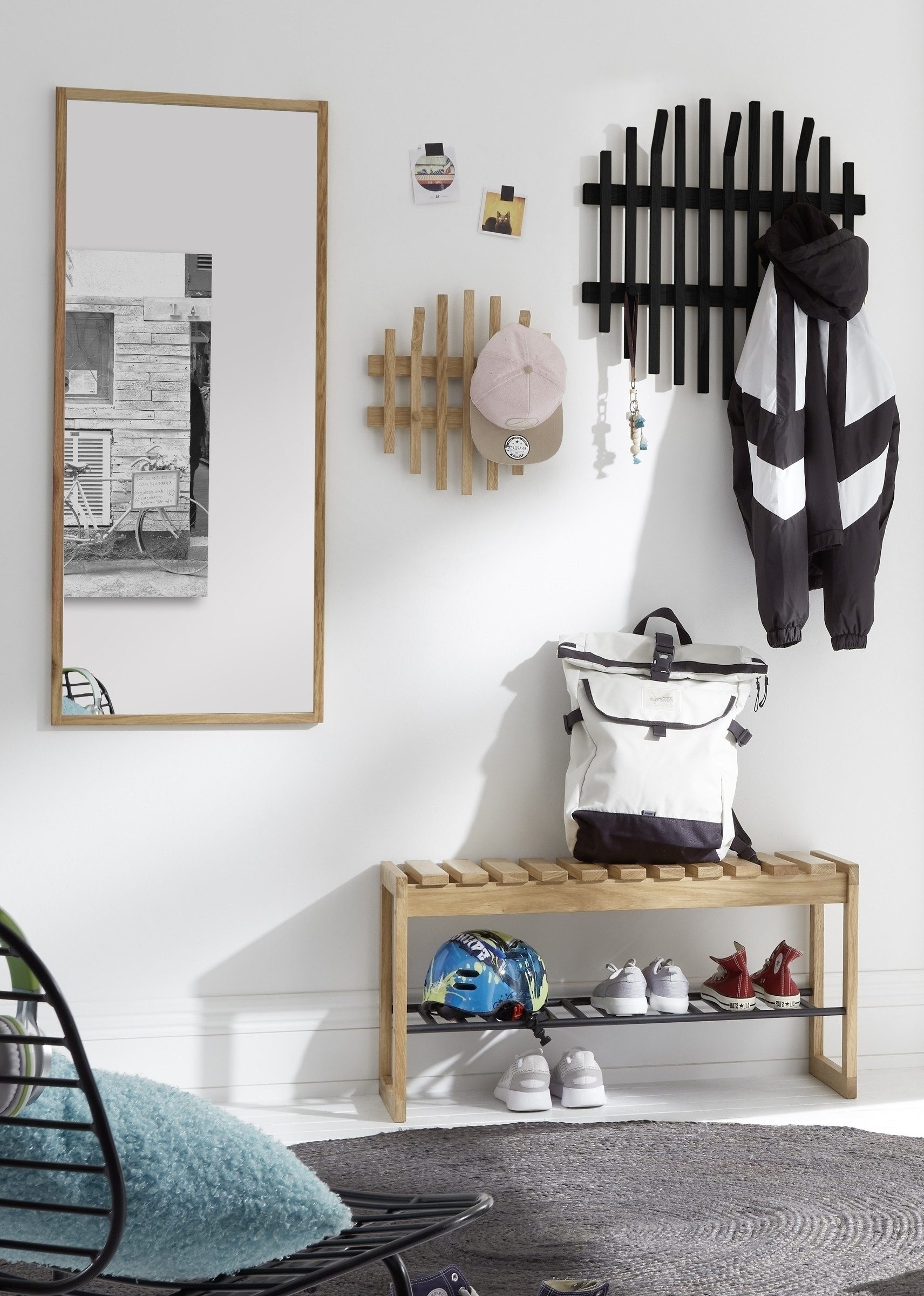 möbelando Garderoben-Set BANTRY, (4-teilig), (4-teilig) Eiche / schwarz - 150x190x30cm (BxHxT)