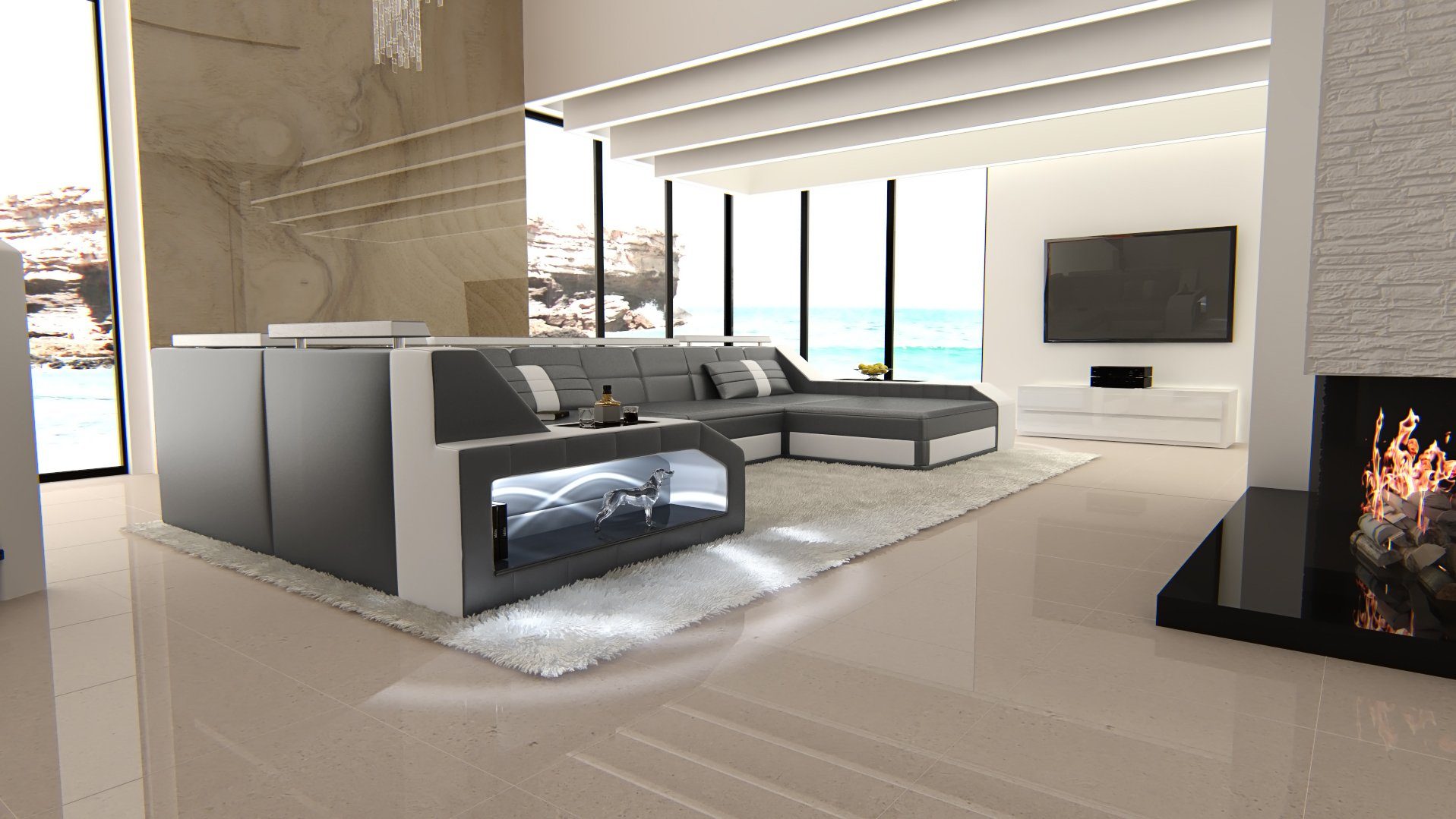 Sofa Dreams Wohnlandschaft Sofa Leder Ledercouch günstig online kaufen