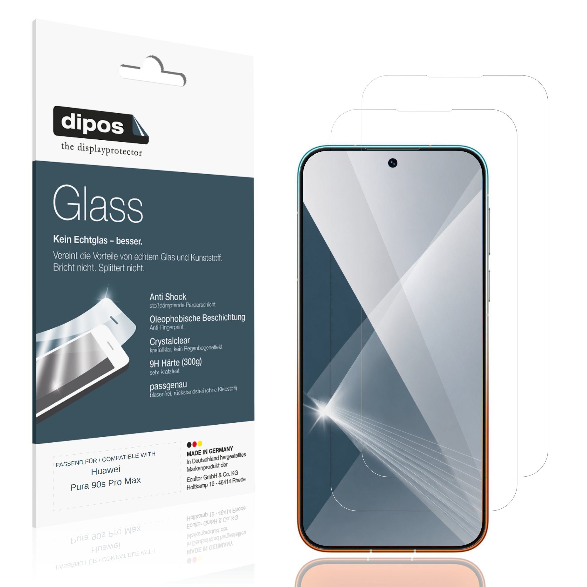 dipos Displayschutzfolie Schutzfolie für Huawei Pura 90s Pro Max, 2 Stück, Displayschutz Schutz Folie Made in Germany