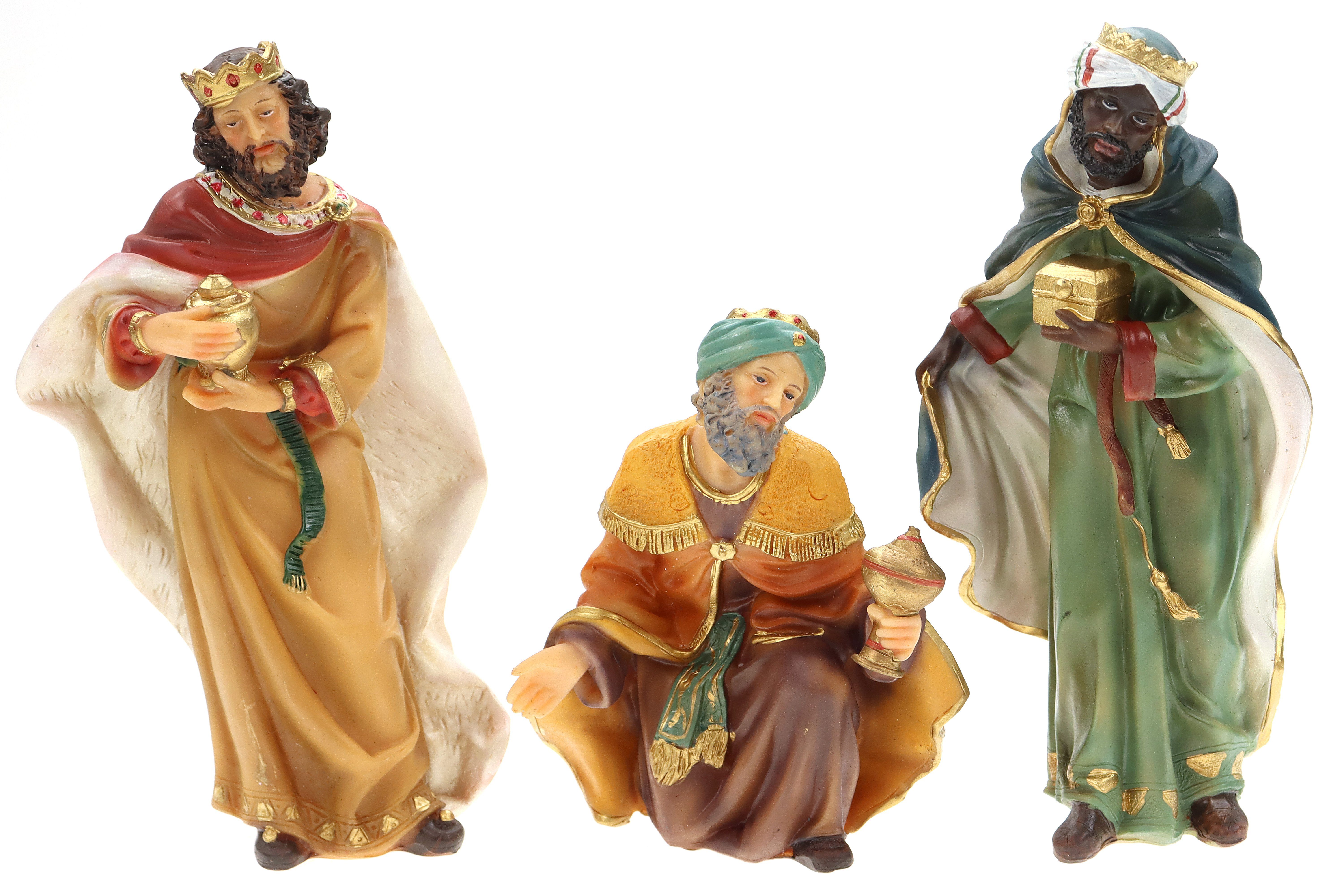 ELLUG Krippenfigur Krippenfiguren Set 11teilig, Höhe bis zu 19cm Laterne mit Licht, Weihnachtskrippe Figuren Krippenzubehör Weihnachtsdeko, aus Polyresin (11 St)