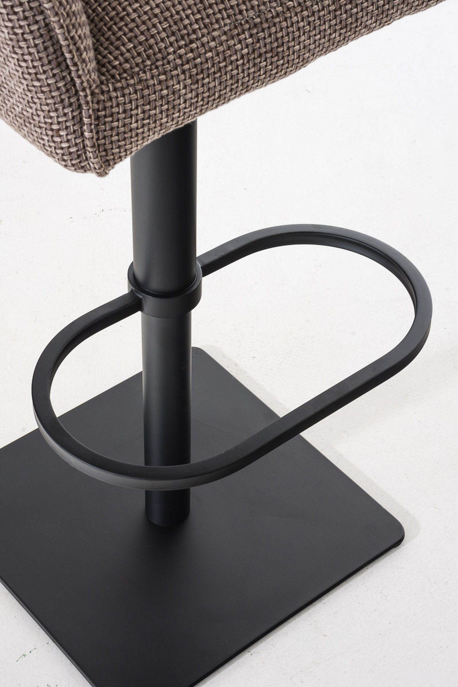 drehbar (mit Theke - Damaso - matt & Sitzfläche: Rückenlehne für schwarz Metall TPFLiving 360° Stoff Barhocker und - Fußstütze Terrabraun Hocker Küche),