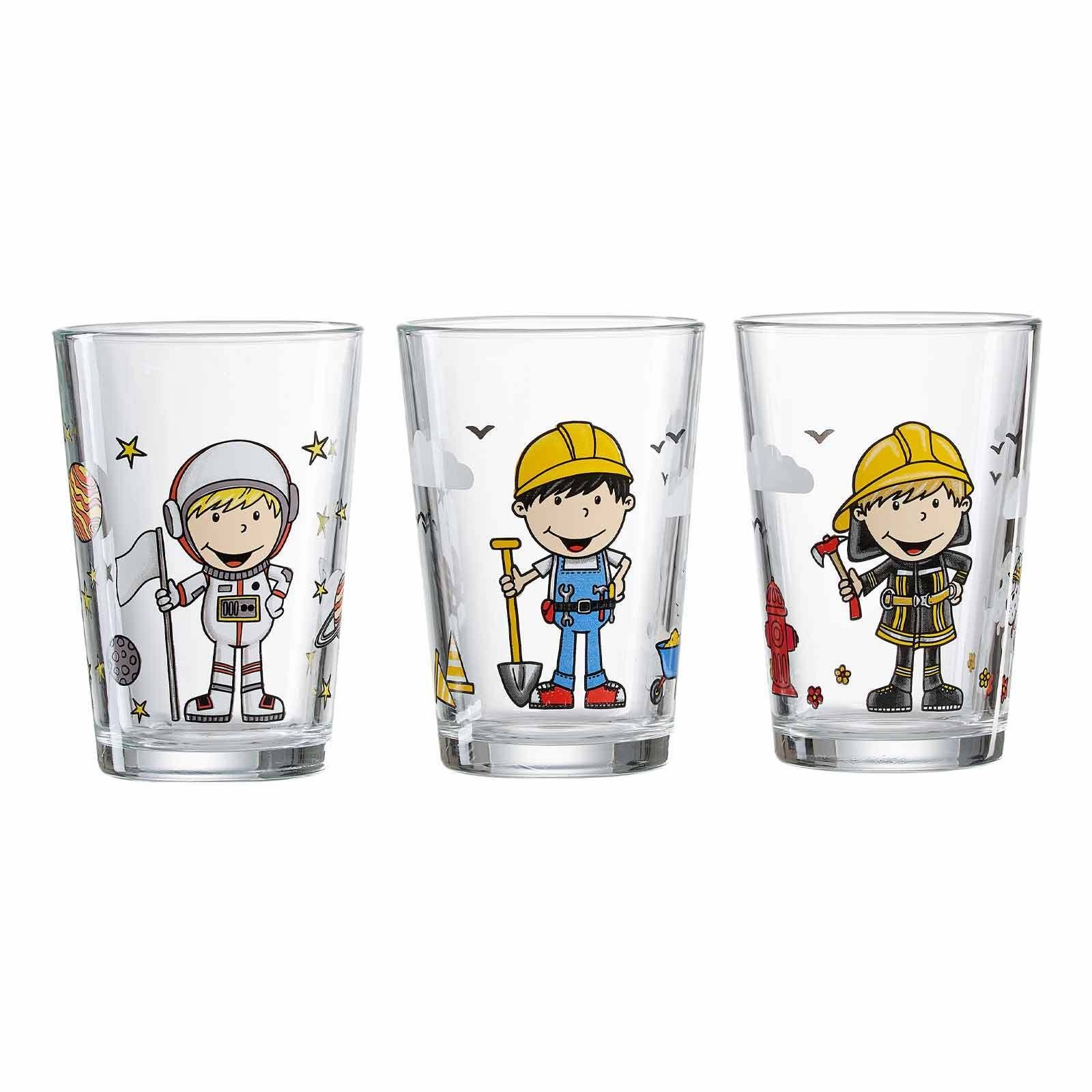 Ritzenhoff & Breker Kinderbecher Berufe Jungen Kindergläser 205 ml 3er Set, 3-tlg., Glas