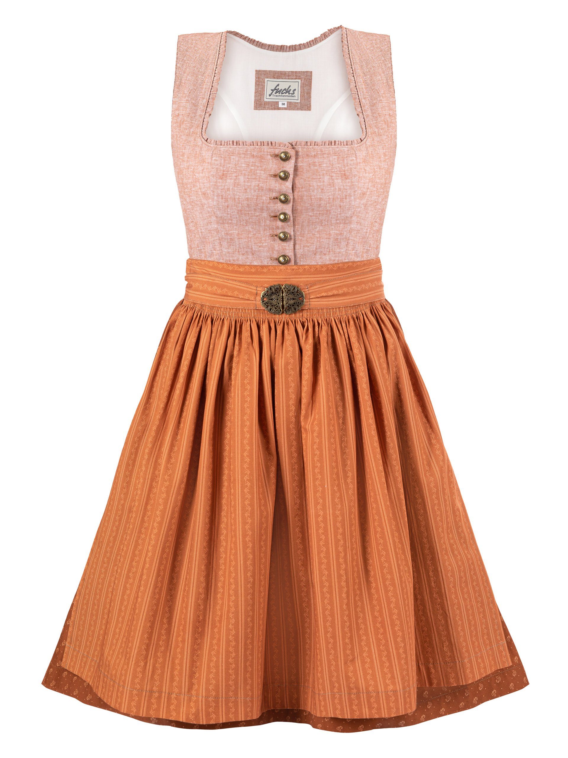 Trachten24.de Dirndl Midi Dirndl Leni zimt (2-tlg) Rockteil 65cm