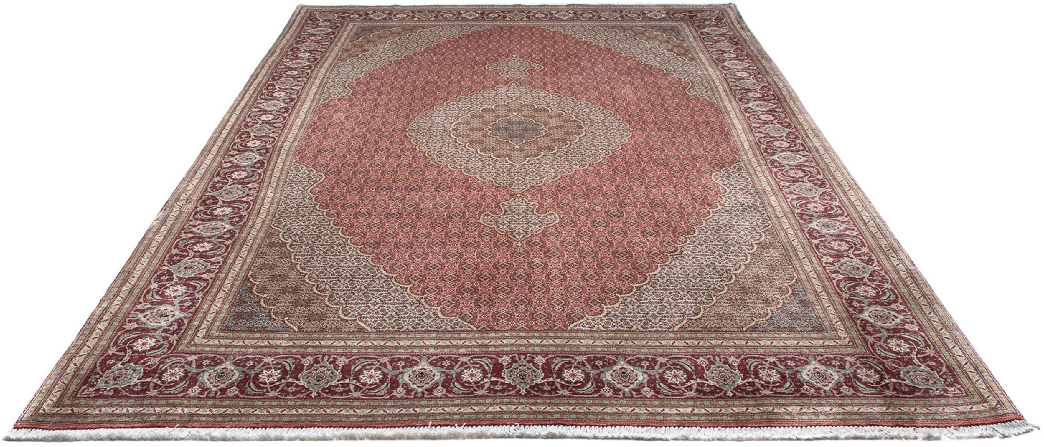 Orientteppich Perser - Täbriz - 303 x 200 cm - hellrot, morgenland, rechteckig, Höhe: 10 mm, Wohnzimmer, Handgeknüpft, Einzelstück mit Zertifikat