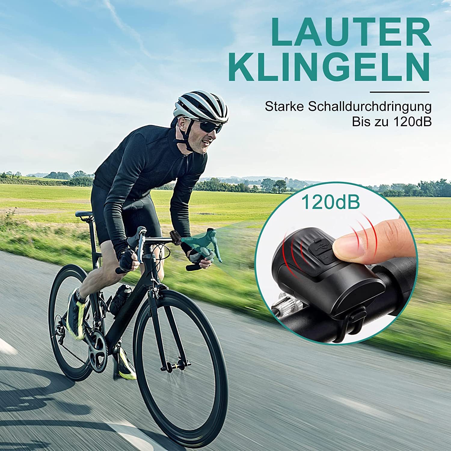 TUWENA Fahrradklingel Elektrisch Fahrradklingel, Fahrradhupe 120 dB Anti-Diebstahl-Alarm