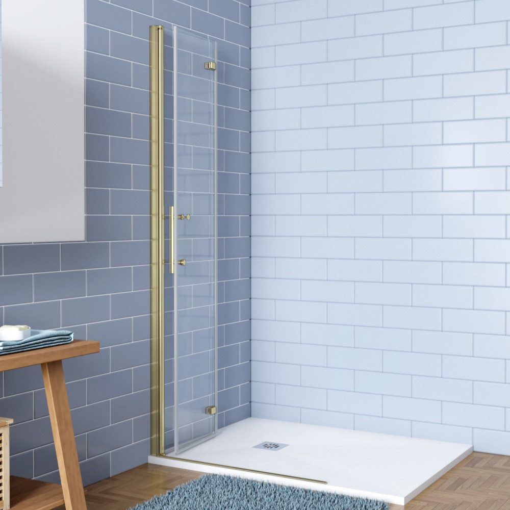 AICA Walk-in-Dusche H:195cm Gold Duschwand Duschabtrennung Falttür Scharniertür Duschtür – Bild 4 von 5