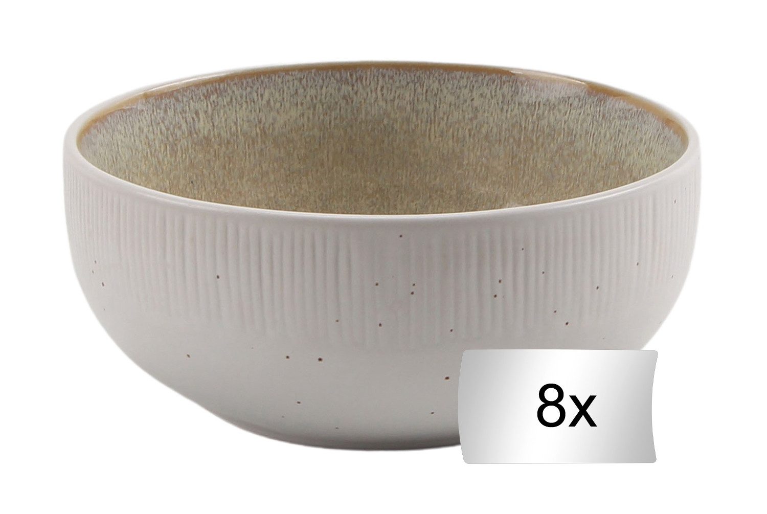 HIT Trading Müslischale TIZIANA, 8er Set, Beige, Weiß, Ø 13,7 cm, Steingut, spülmaschinengeeignet