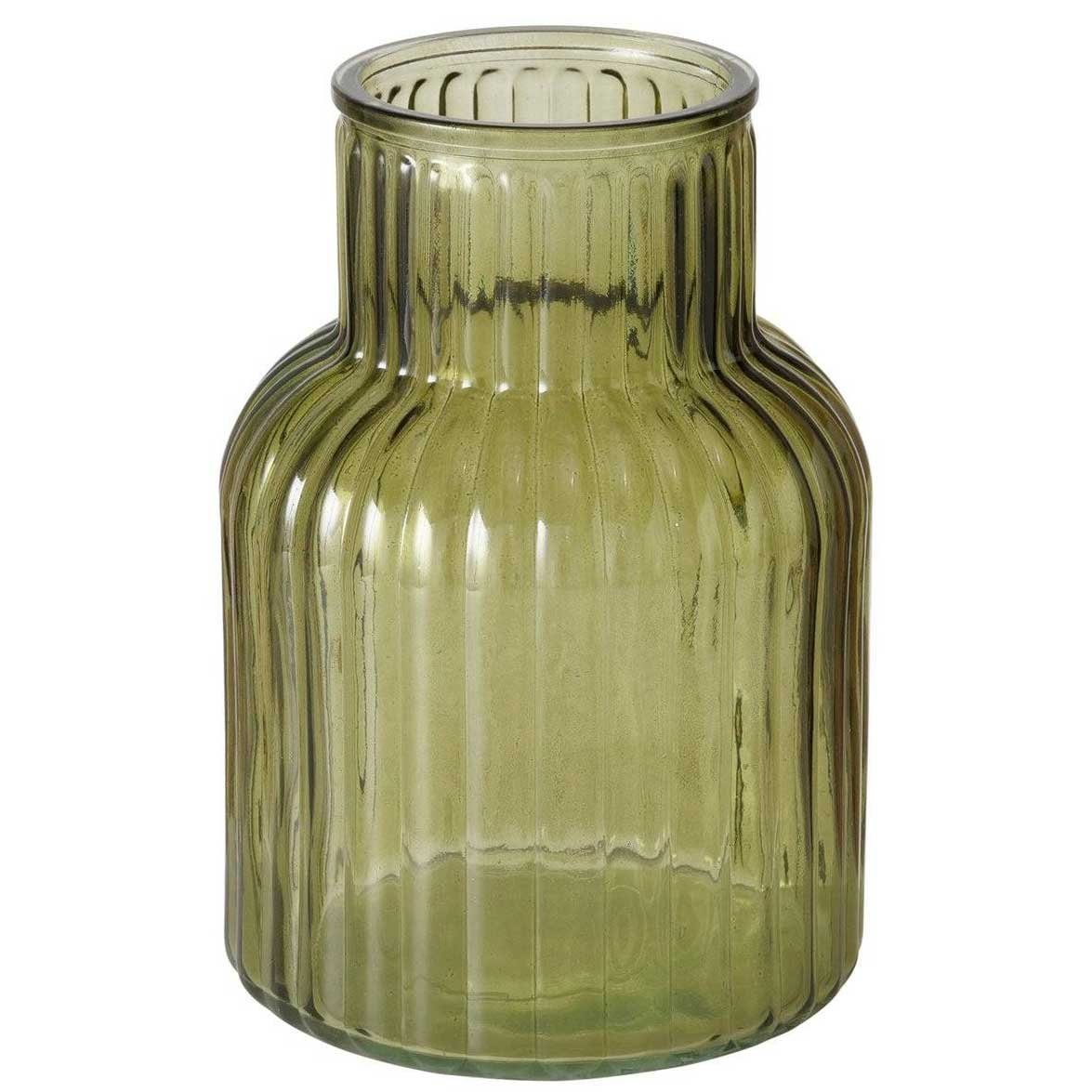 BOLTZE GRUPPE GmbH Dekovase Vase aus Glas RELEA, grün, geriffeltes Glas, 20 cm (einzeln)