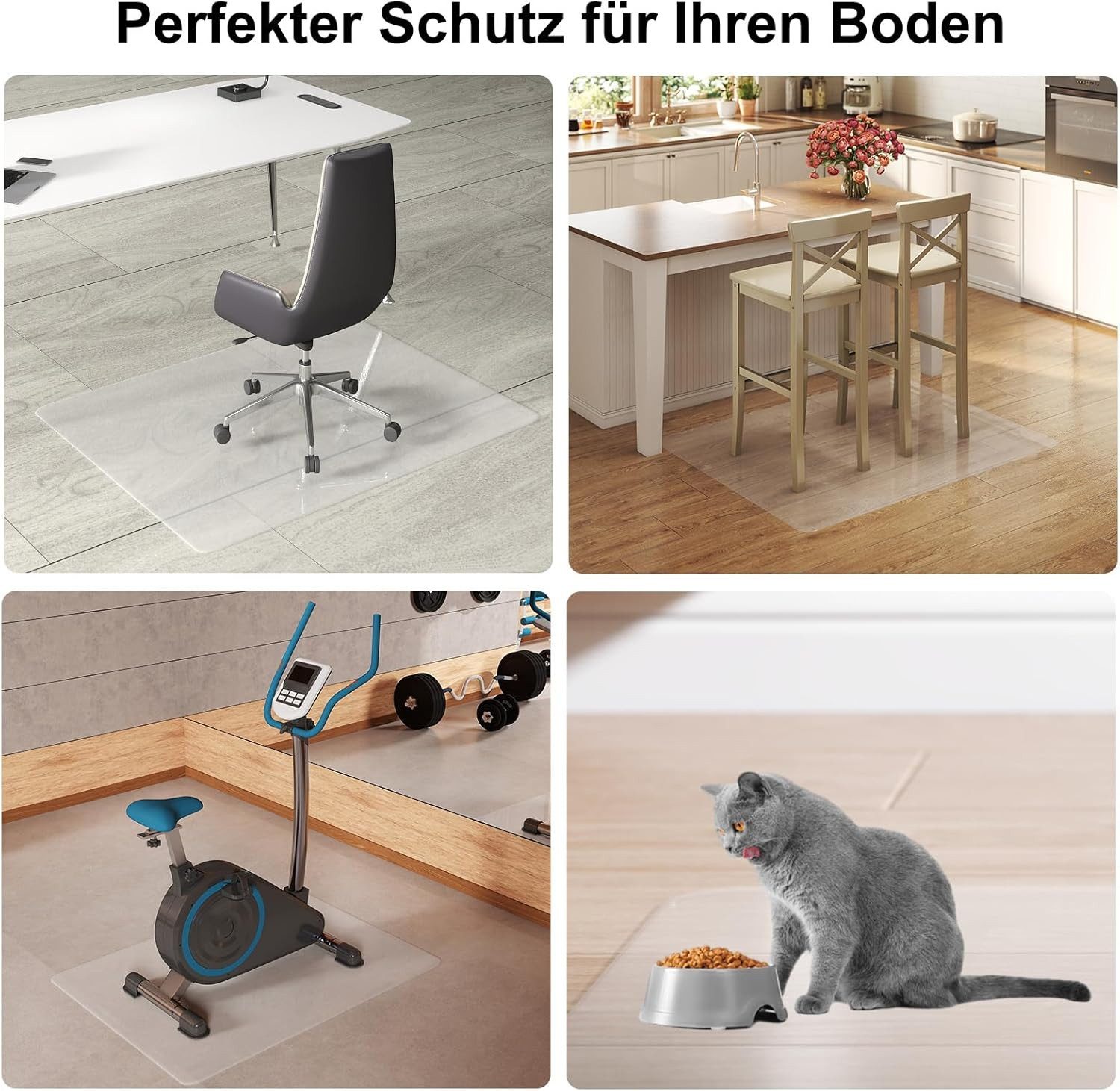 Youyijia Antirutsch Teppichunterlage Bürostuhl Unterlage versch. Größen Bodenschutzmatte