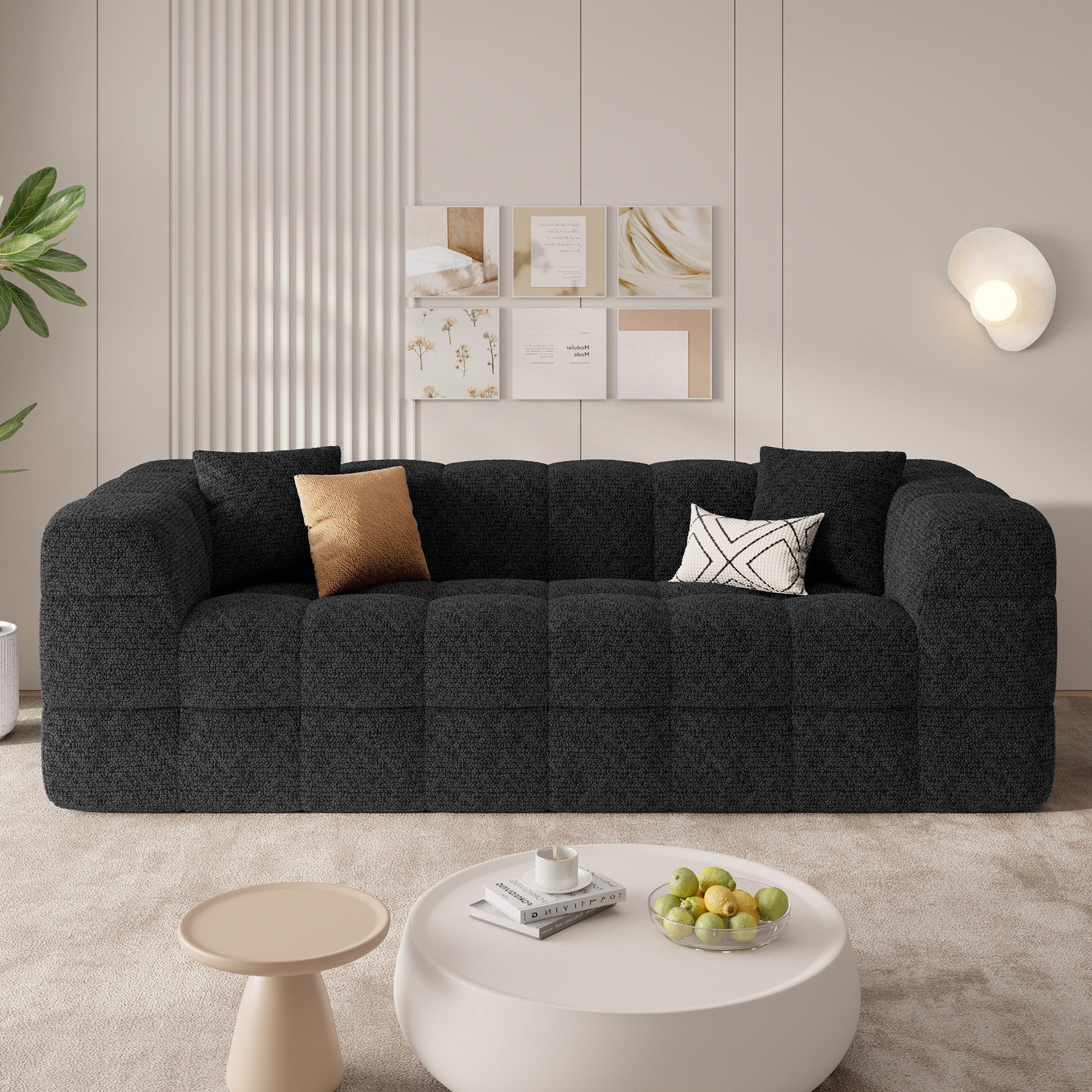 HawthyHome Sofa 2-3 Sitzer – 190 cm Chenille Wohnzimmersofa mit weicher Polsterung, 1 Teile, Modernes Design, keine Montage erforderlich & maximaler Sitzkomfort