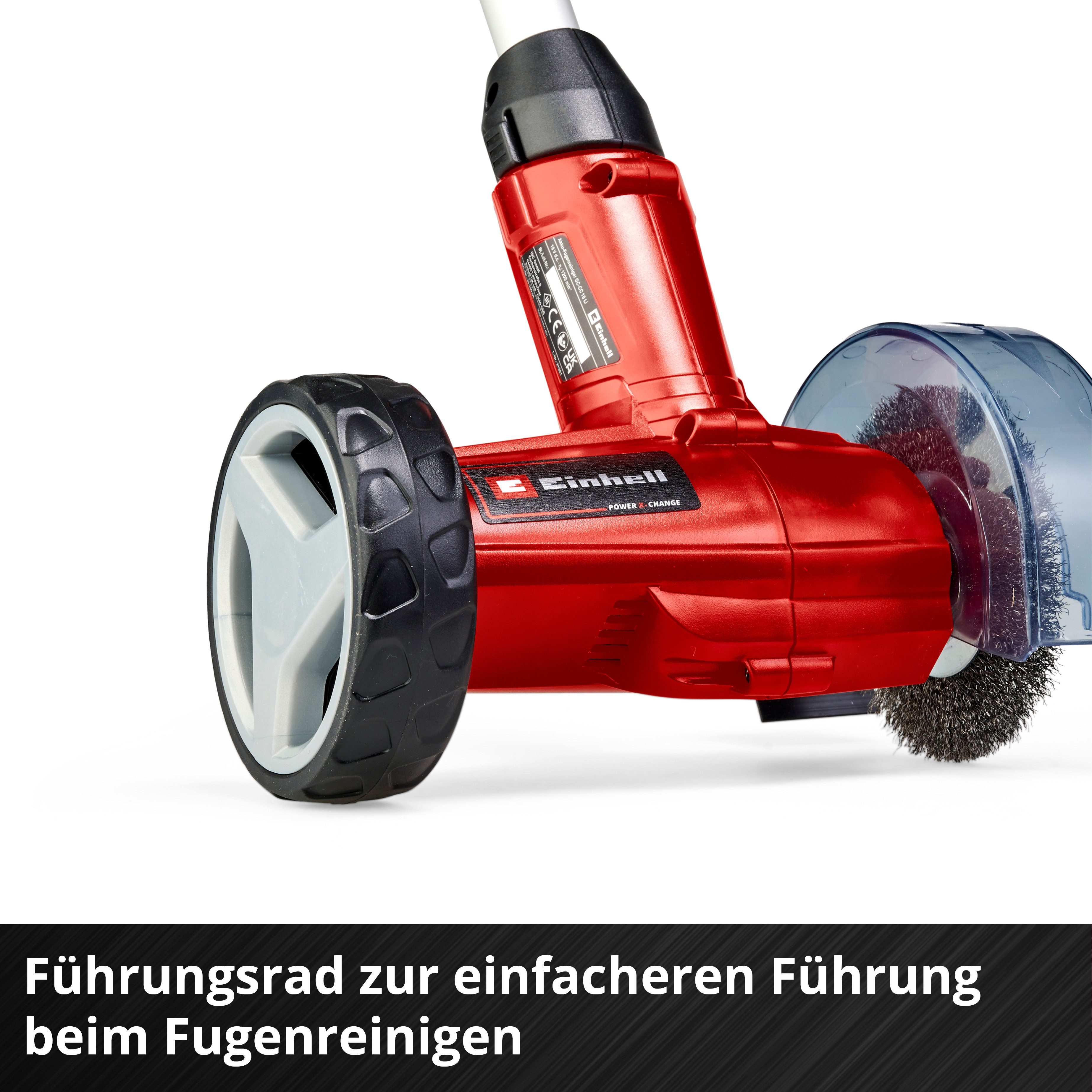Einhell Akku-Fugenbürste GC-CC 18 Li Kit, 10 cm Bürstendurchmesser, inkl. Akku 18V/2,0 Ah, Ladegerät, Stahl- und Nylonbürste – Bild 4 von 5