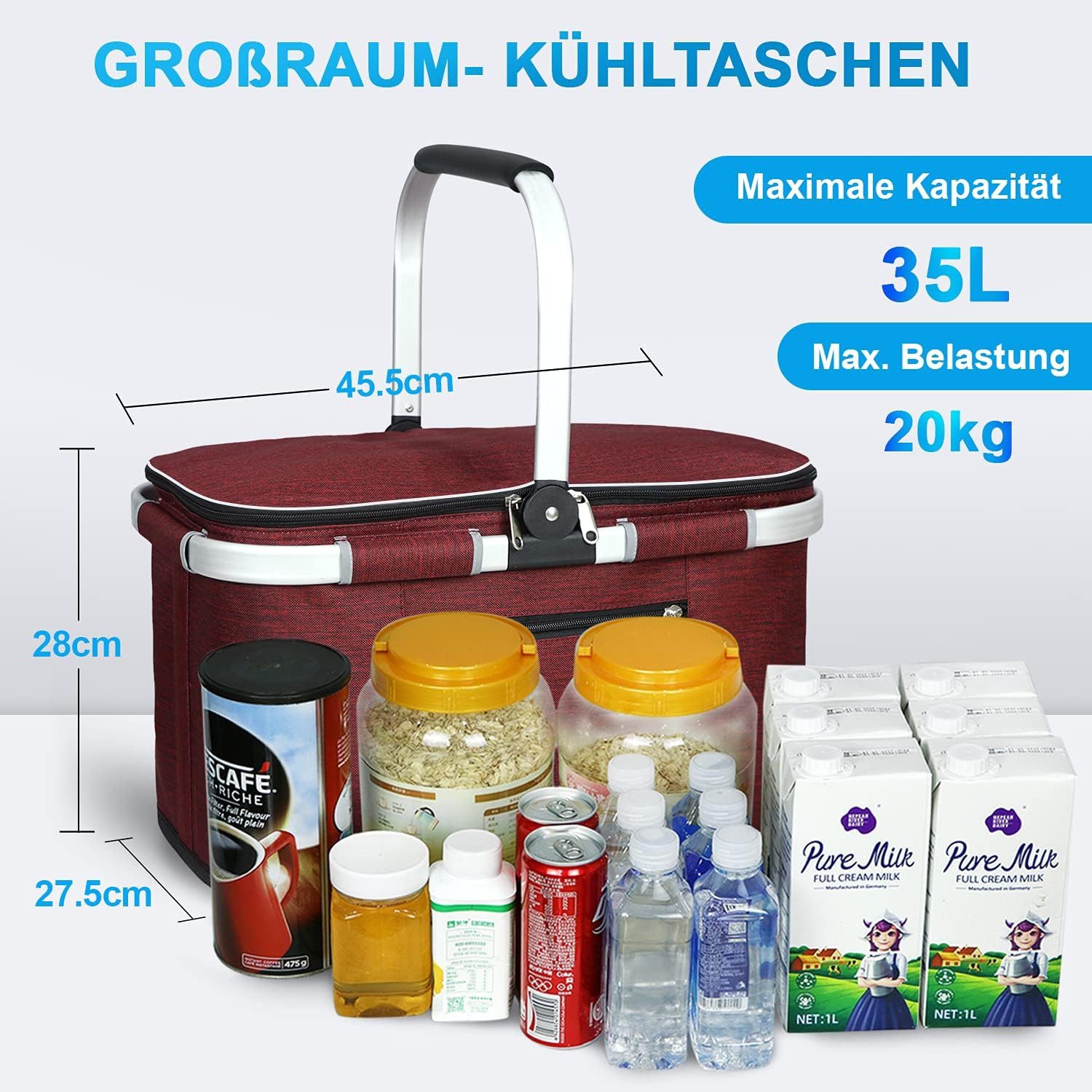 UE Stock Einkaufskorb 35L Faltbarer Kühltasche günstig online kaufen