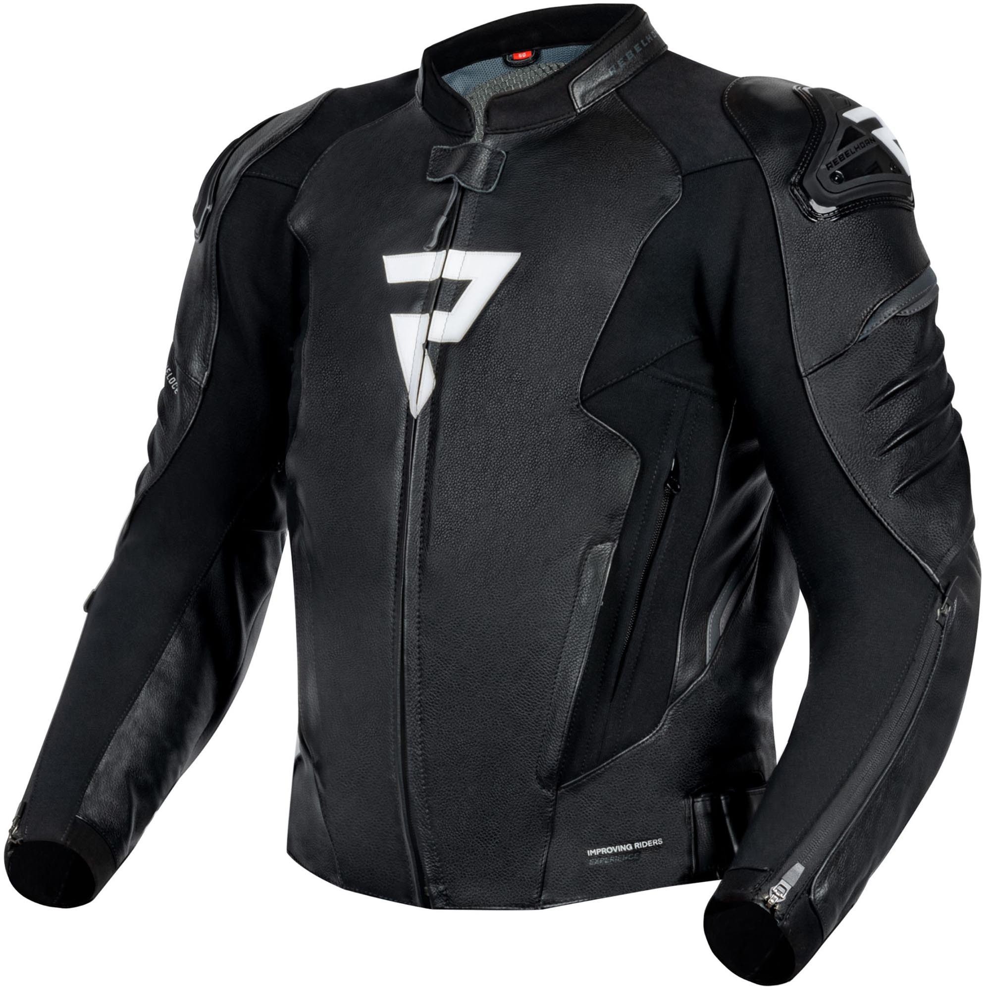 Rebelhorn Motorradjacke Veloce Motorrad Lederjacke Verbindungsreißverschluss,Ellenbogenprotektoren enthalten,perfori