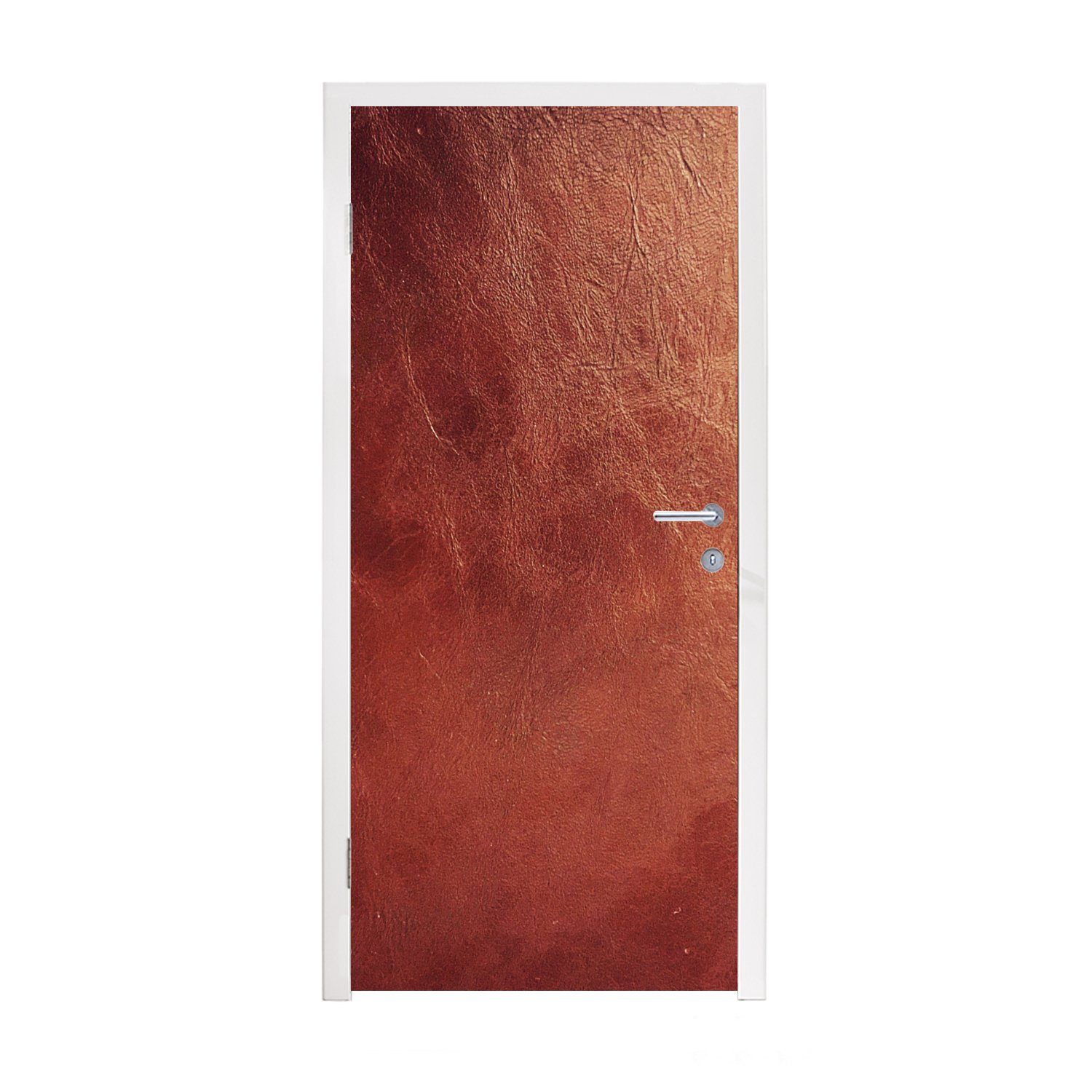 MuchoWow Türtapete Leder - Lederoptik - Braun - Hell, Matt, bedruckt, (1 St), Fototapete für Tür, Türaufkleber, 75x205 cm
