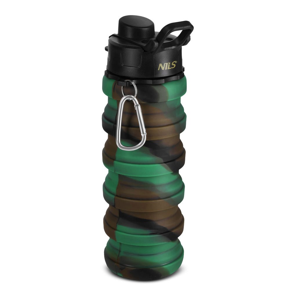 Nils Trinkflasche Faltflasche Silikonflasche Wanderflasche, faltbar, Silikon, LFGB, BPA-frei, Camouflage
