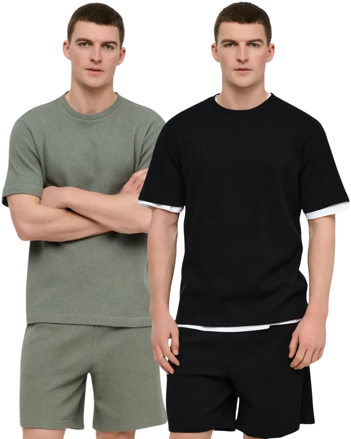 ONLY & SONS T-Shirt (Spar-Set, 2er-Pack) Zeitloses Herren T-Shirt mit markanter Waffelstruktur im Doppelpack