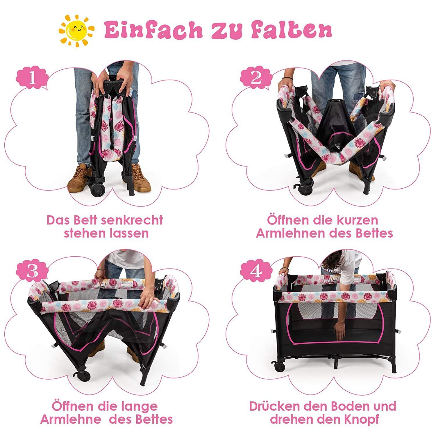 COSTWAY Baby-Reisebett 4 in 1 Wickeltisch, günstig online kaufen