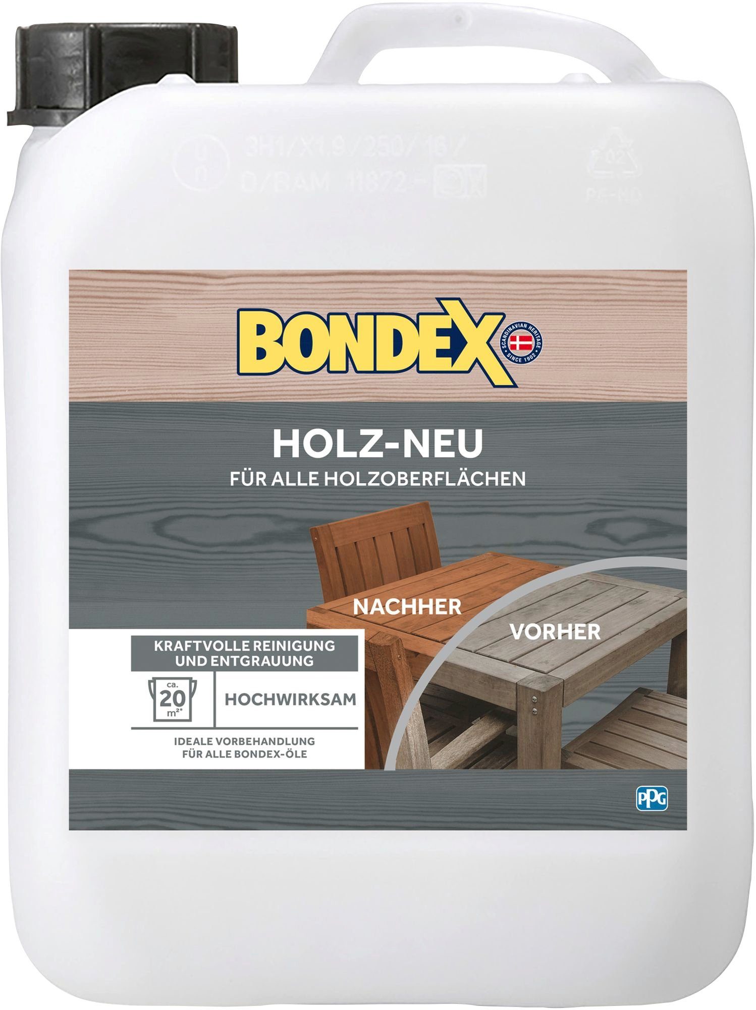 Bondex HOLZ-NEU Holzreiniger 2,5 (für alle l) farblos, Holzoberflächen