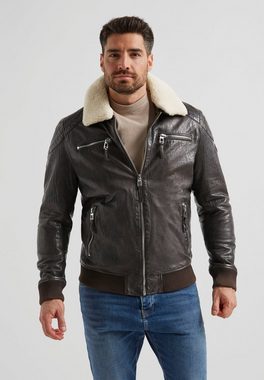 Milestone Lederjacke MSBen Umlegekragen mit abnehmbarem Shearling-Besatz