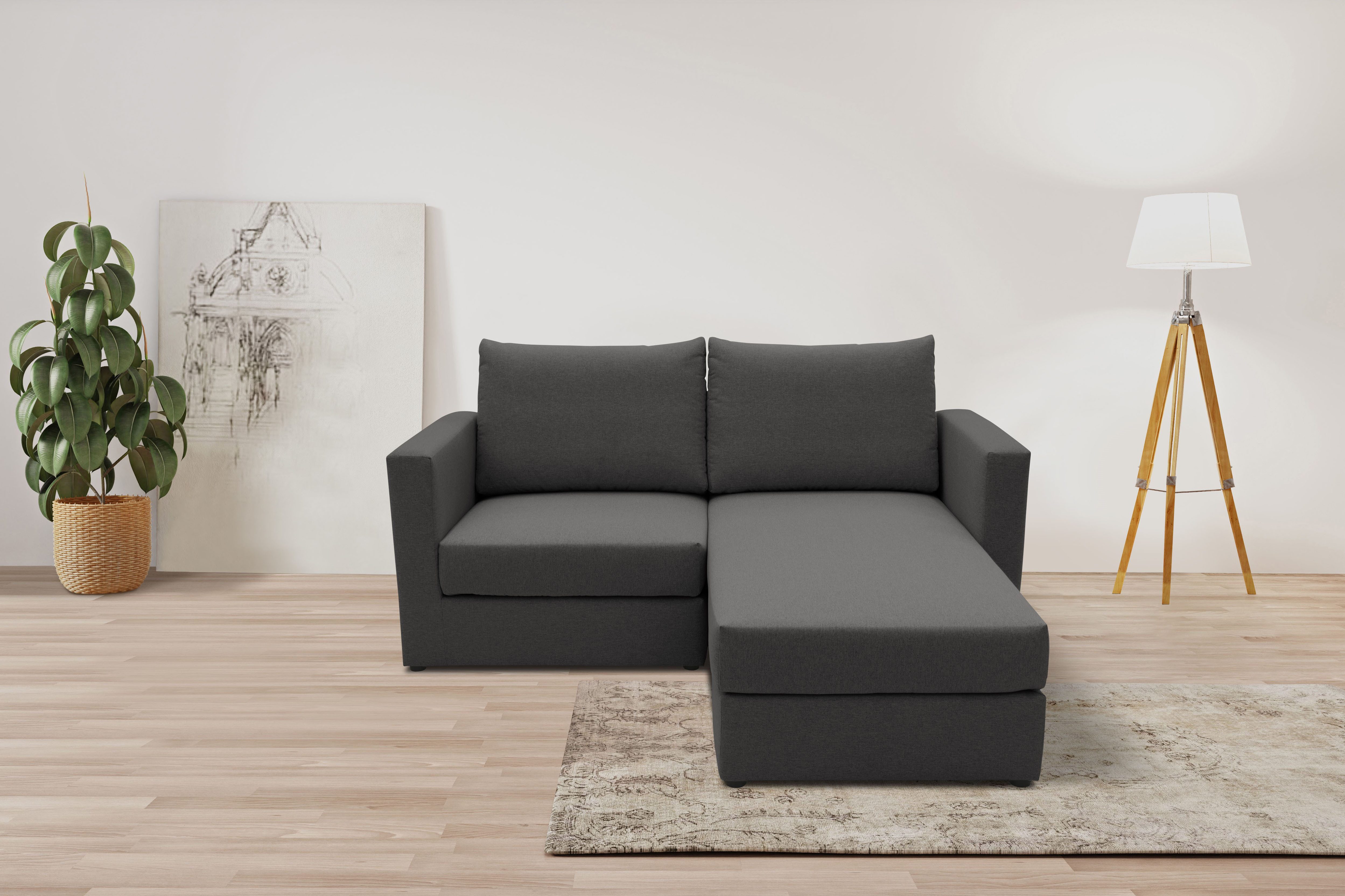 DOMO collection 2-Sitzer Bibury smartes, modulares Ecksofa aus Sofa & Hocker mit Schlaffunktion, Set, Sitzfläche mit Federkern, inkl. 2 Rückenkissen
