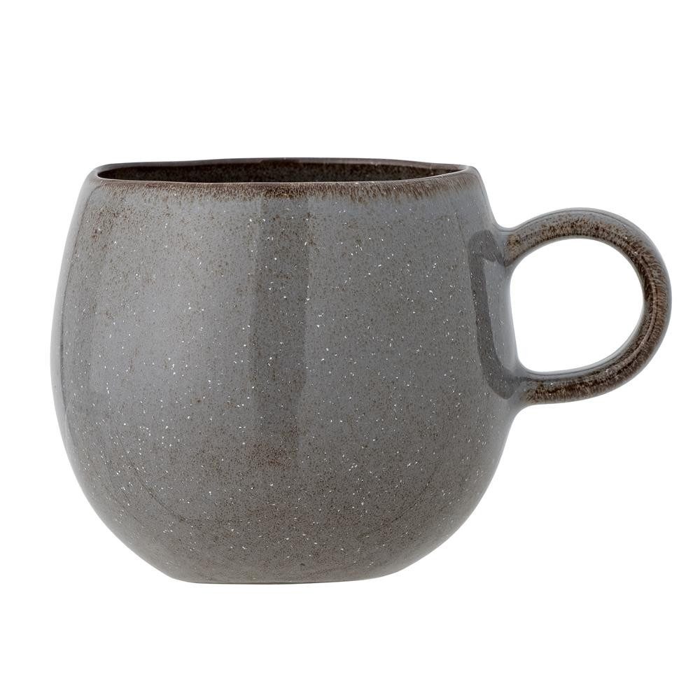 Bloomingville Tasse Sandrine Becher, Tasse, Grau, Steingut, dänisches Design, Steinzeug, Keramikbecher, Kakaobecher, Frühstücksbecher, nordischer Naturlook