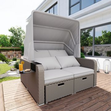 REDOM Gartenlounge-Set Loungeset, Strandkorb verstellbar, Gartenlounge mit Sonnendach