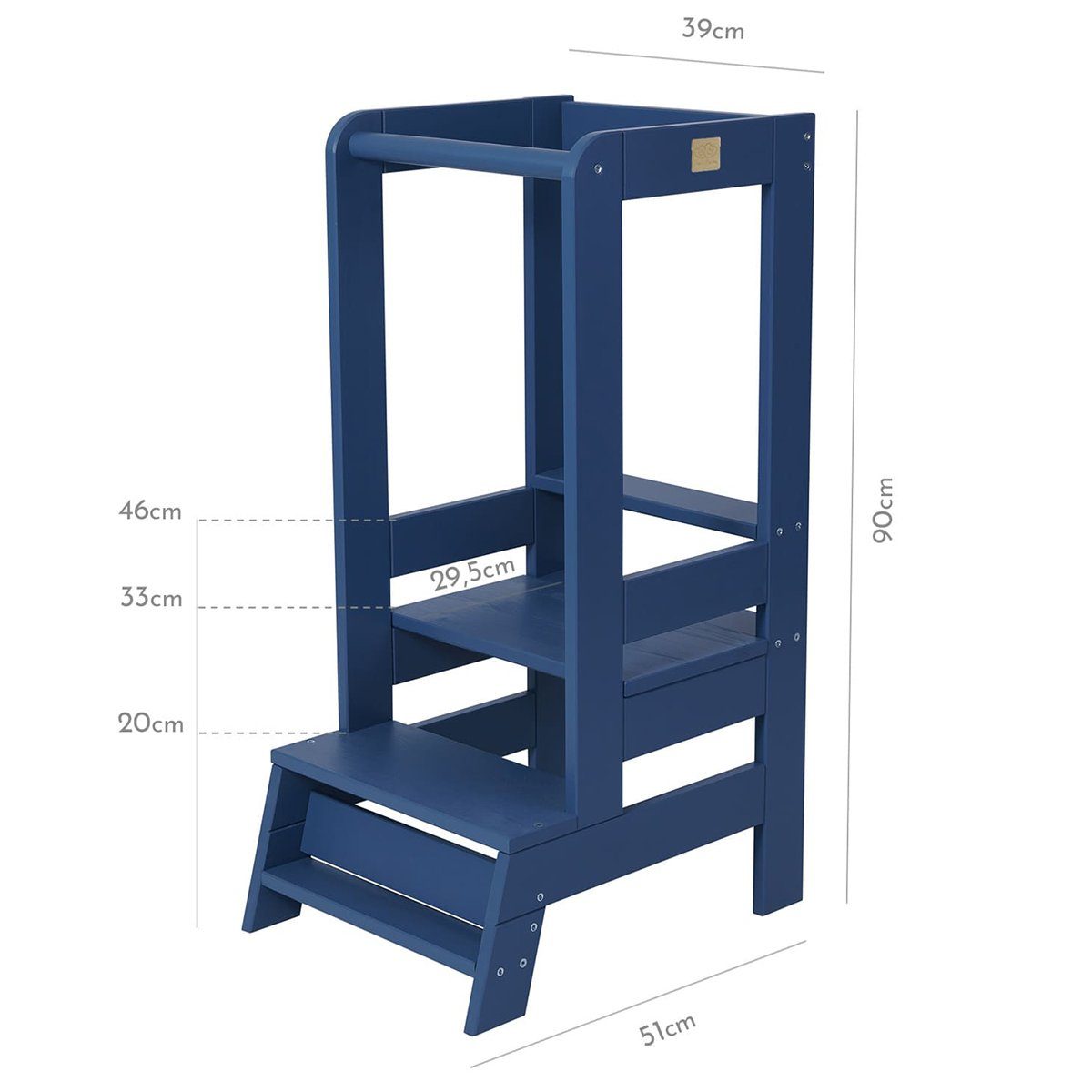 Abgerundete Blau Lernturm Ecken Kinderhocker, (1 für Lernstuhl Stehhilfe Kanten Höhenverstellbar, MeowBaby Kinder Montessori & St),