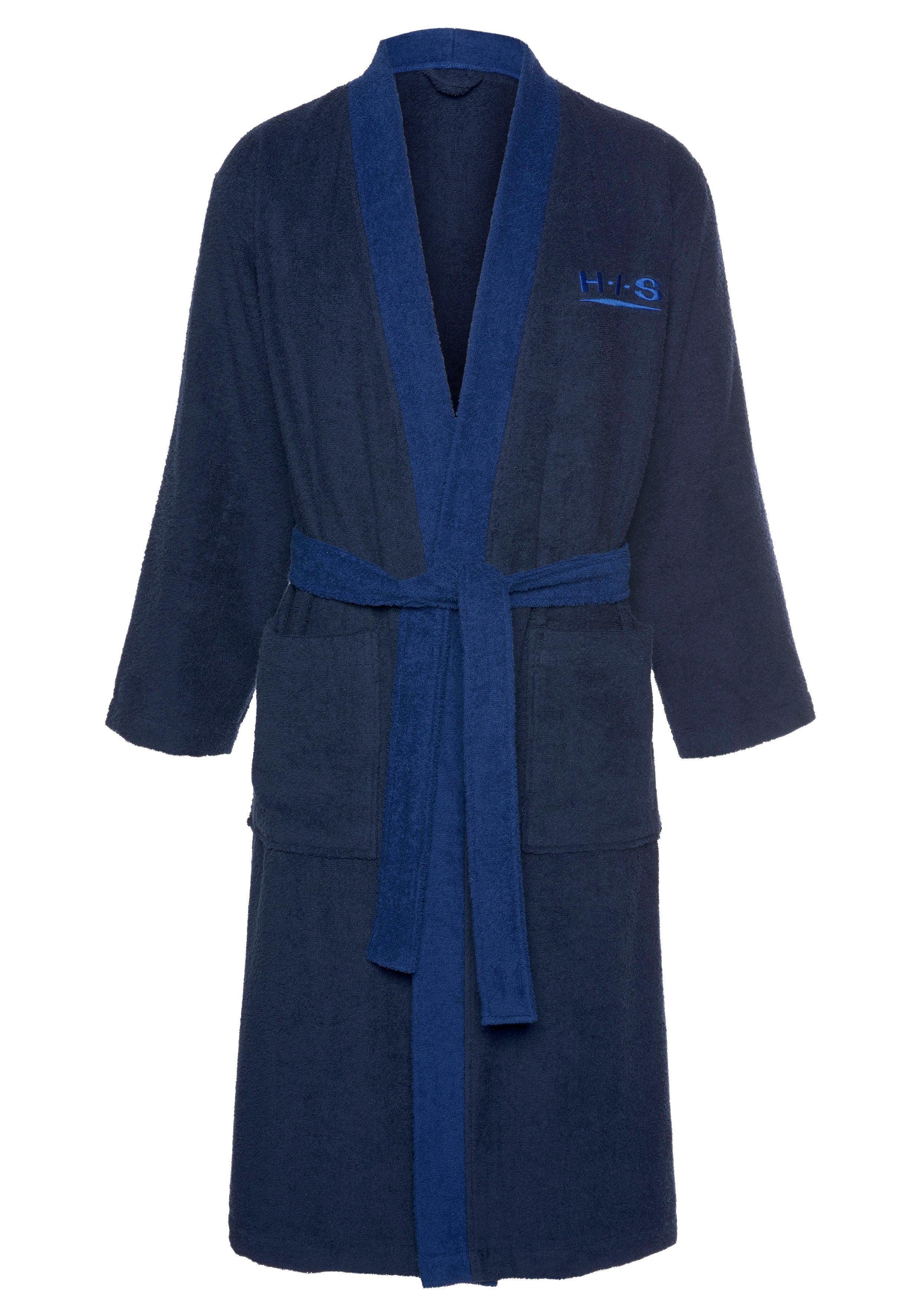 H.I.S Unisex-Bademantel Hannes, ideal für Sauna & Spa, Hotelbademantel, Morgenmantel, Langform, Walkfrottee, Kimono-Kragen, Gürtel, für Damen & Herren, lang, mi – Bild 2 von 5