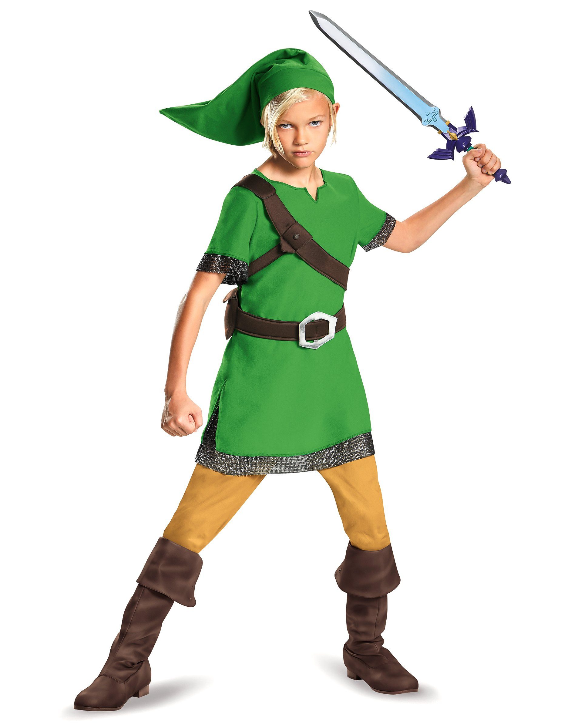 Disguise Kostüm Link-Kostüm für Kinder Zelda-Cosplay Fasching grün-braun