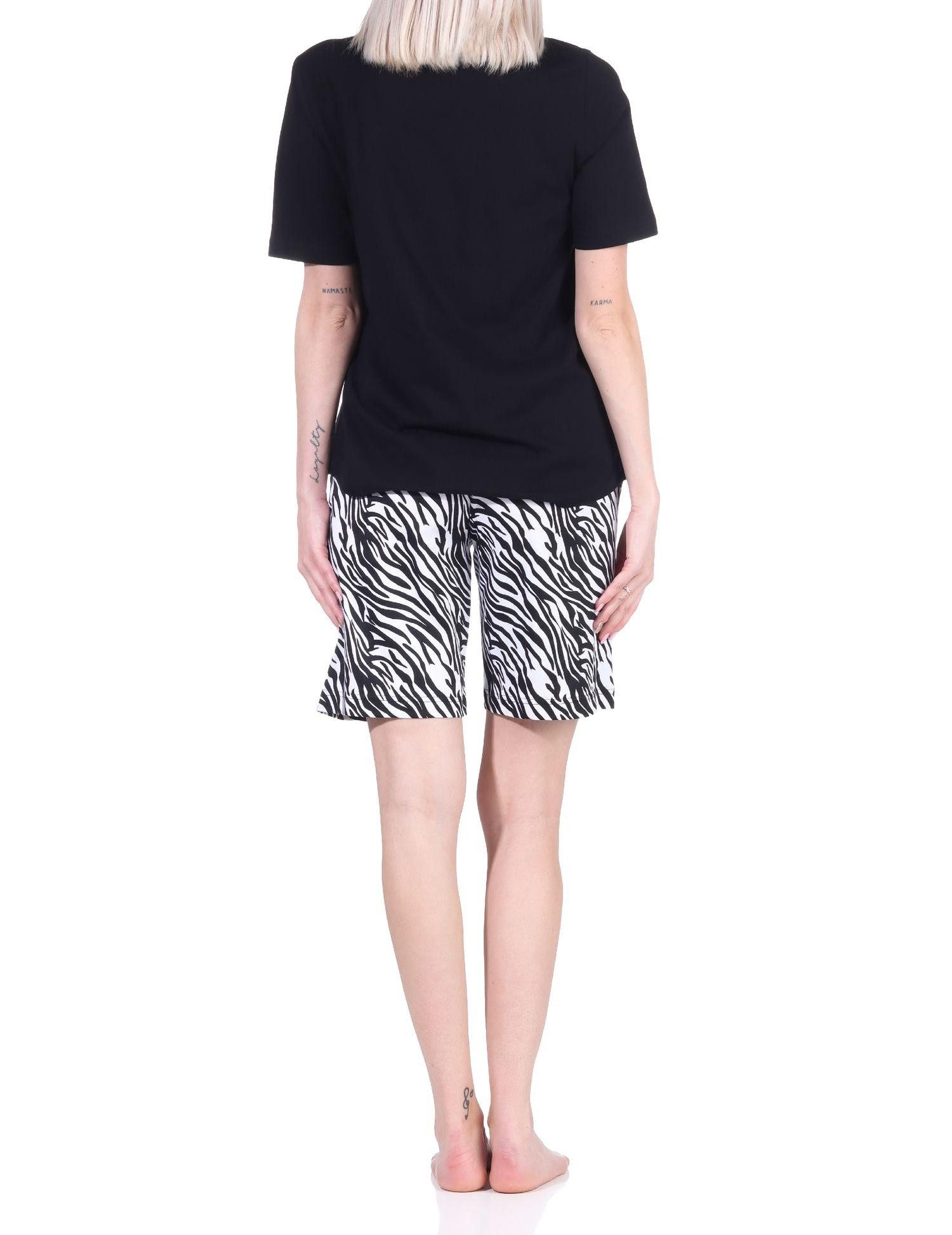 Normann Pyjama Süsser Damen Shorty Pyjama kurzarm Schlafanzug mit Tiermotiv