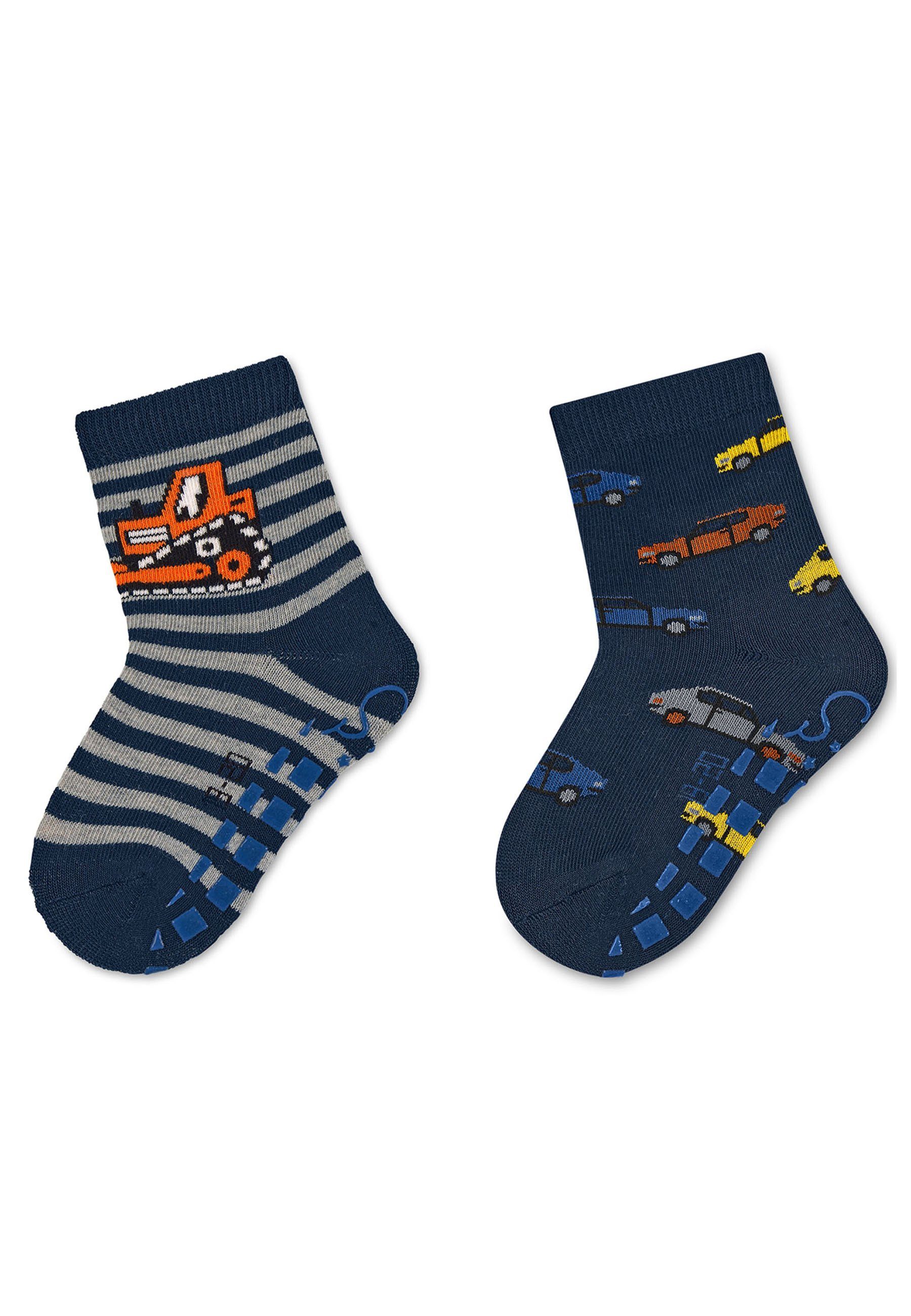 Sterntaler® ABS-Socken ABS Socken 2er-Pack Bagger + Autos (2-Paar, 2er-Pack) ABS-Socken mit Innenfrottee & Anti-Rutsch-Sohle