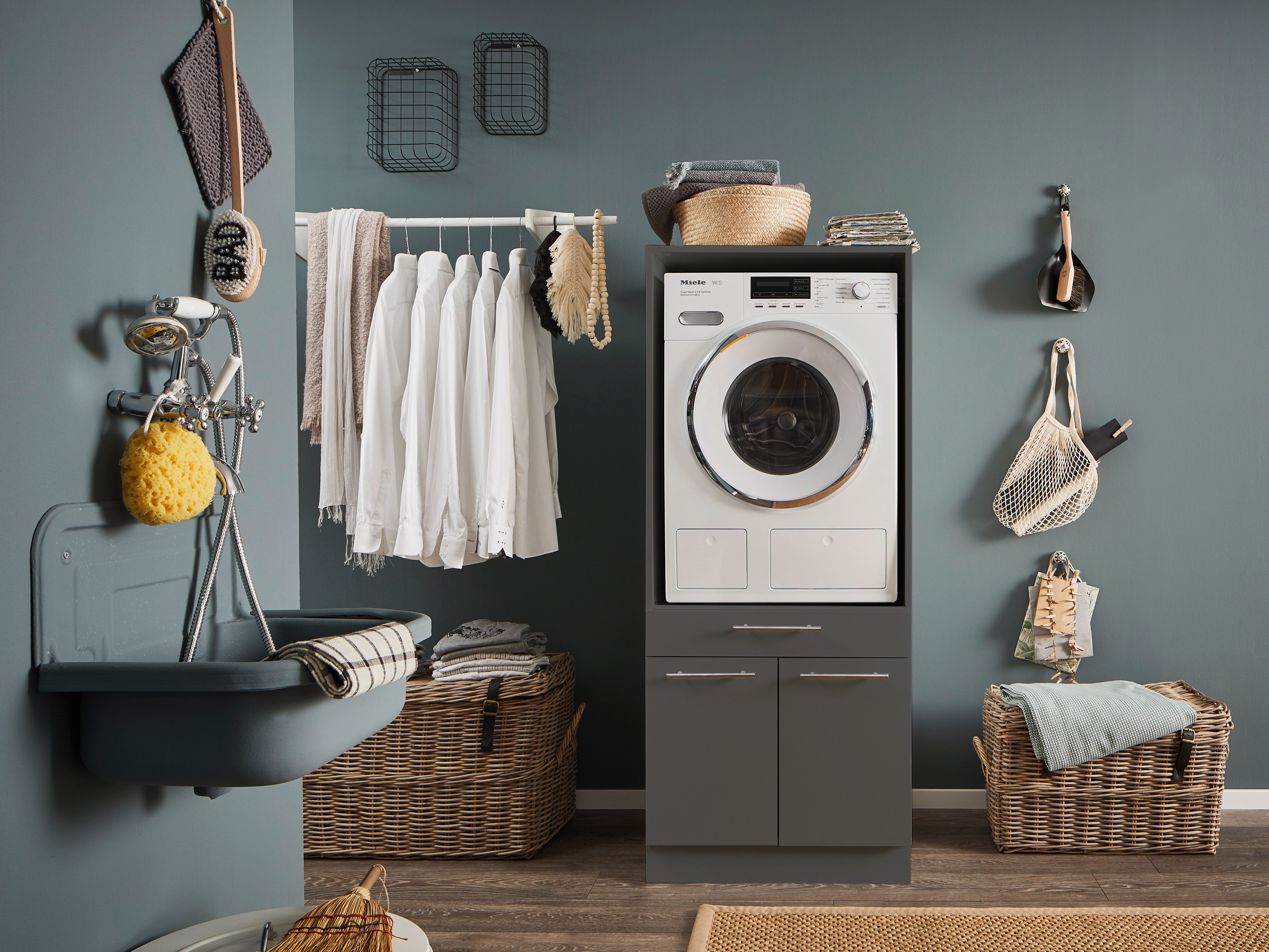 Laundreezy Waschmaschinenumbauschrank LAUNDREEZY LDS Topseller, Breite 67,5 cm, höhenverstellbare Füße, stabiler Auszug