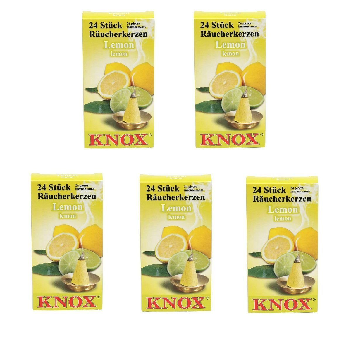 - Packung 5 Räucherkerzen- KNOX Päckchen 24er Räuchermännchen Lemon