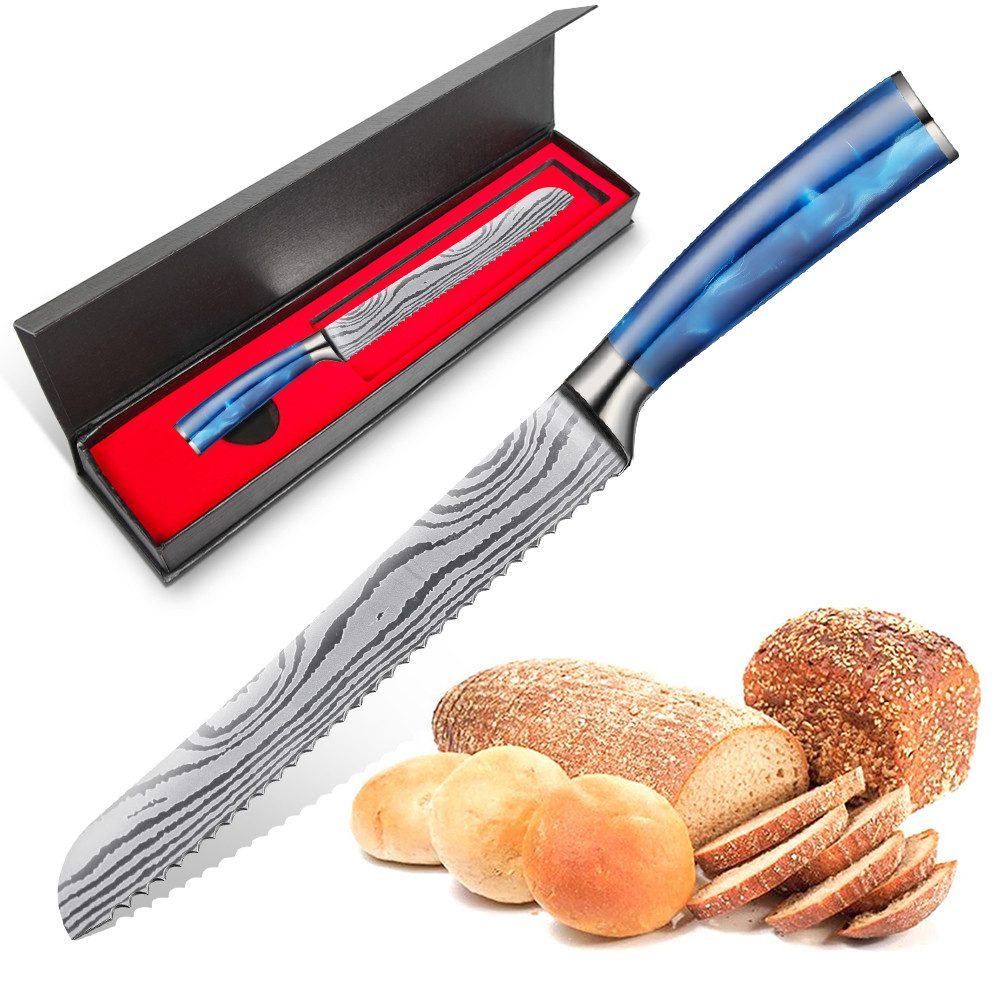 KingLux Brotmesser Brotmesser mit Wellenschliff Brotschneidemesser Sägemesser