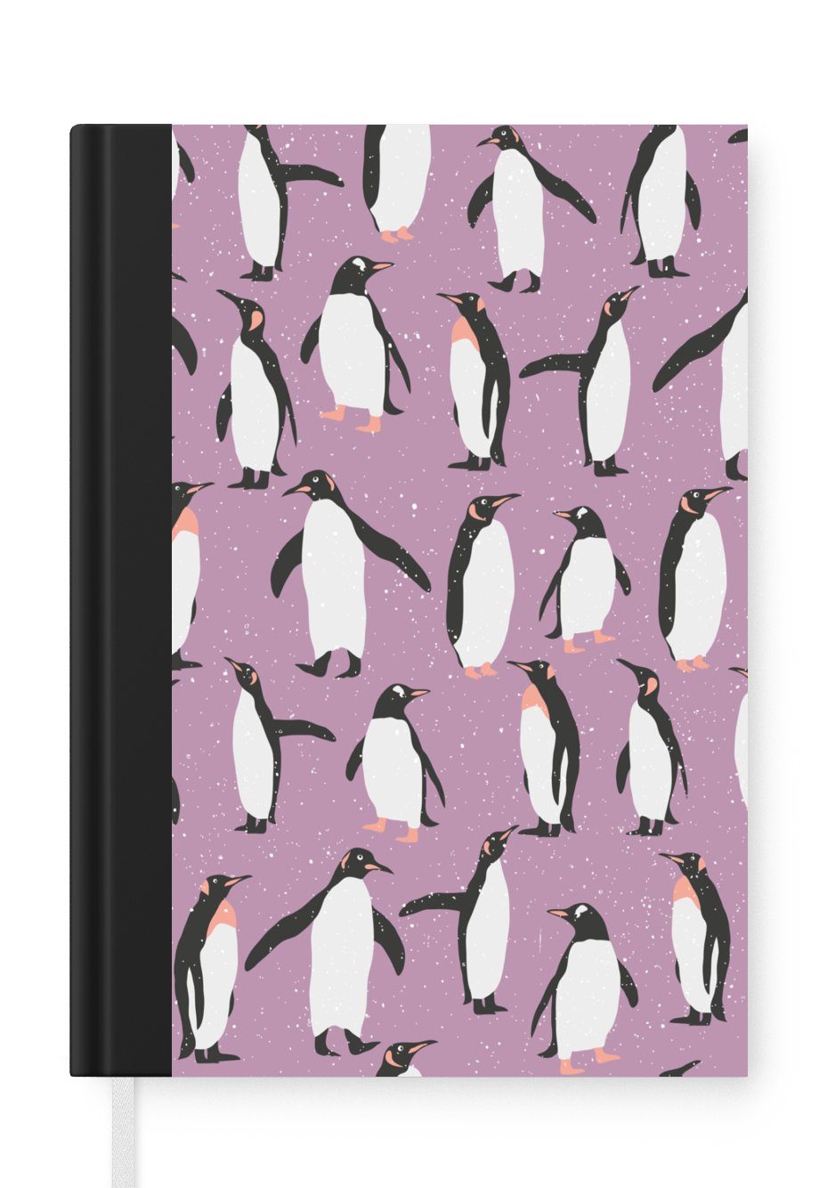 MuchoWow Notizbuch Pinguin - Muster - Lila, Journal, Merkzettel, Tagebuch, Notizheft, A5, 98 Seiten, Haushaltsbuch | Notizbücher