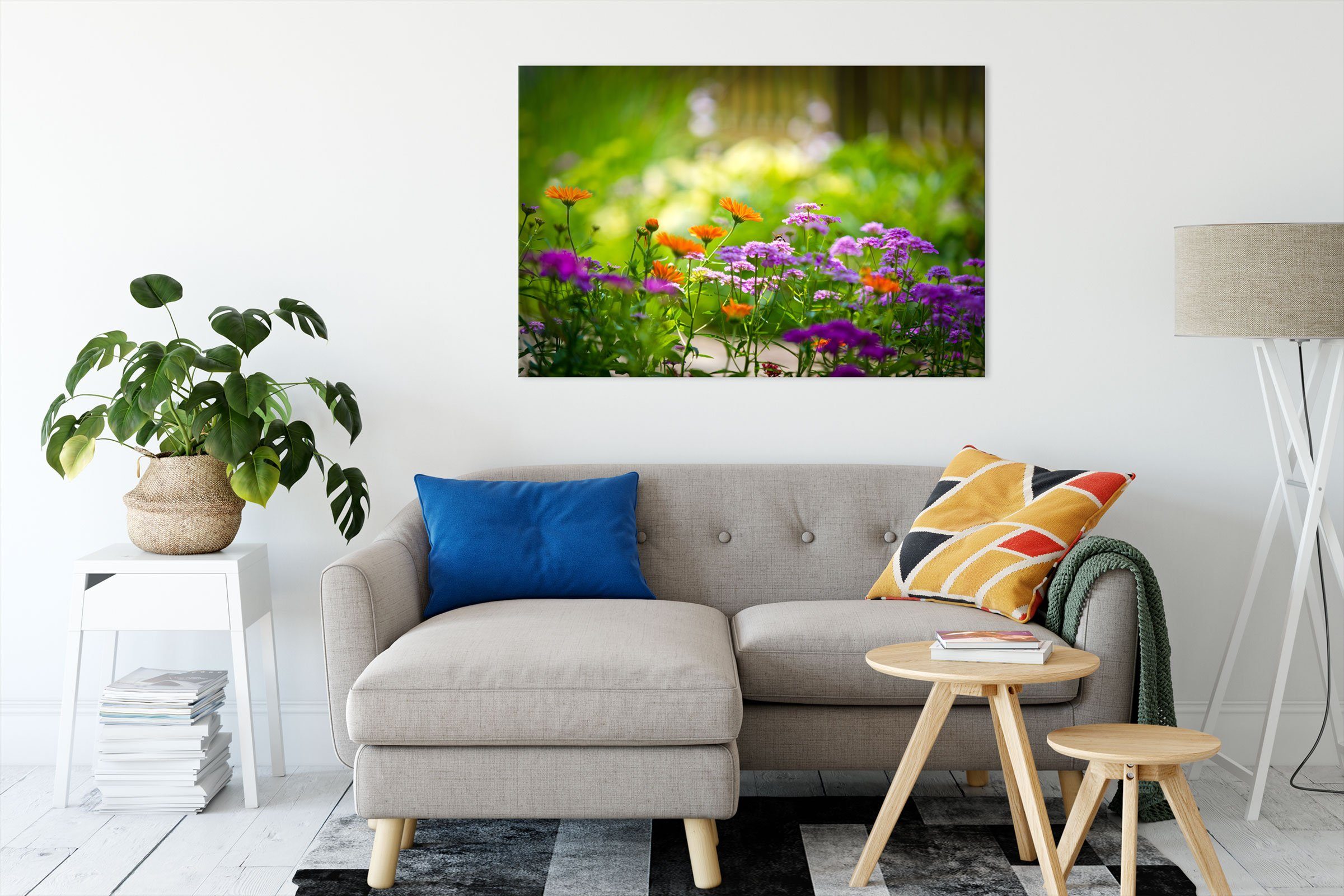 Pixxprint Leinwandbild Blumenwiese, Blumenwiese (1 St), Leinwandbild fertig bespannt, inkl. Zackenaufhänger