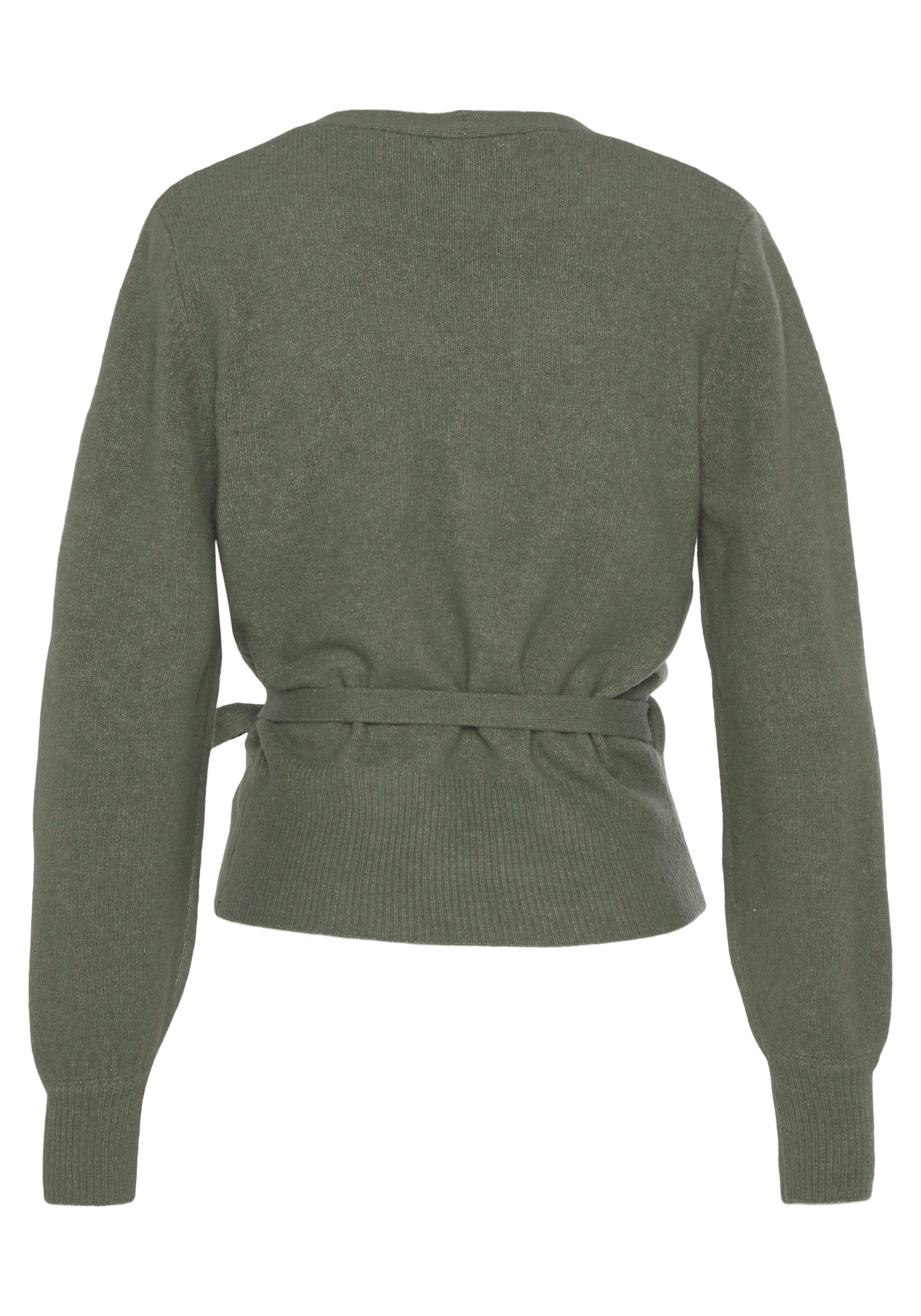 LASCANA Wickelstrickjacke mit breitem Rippbündchen, Loungewear
