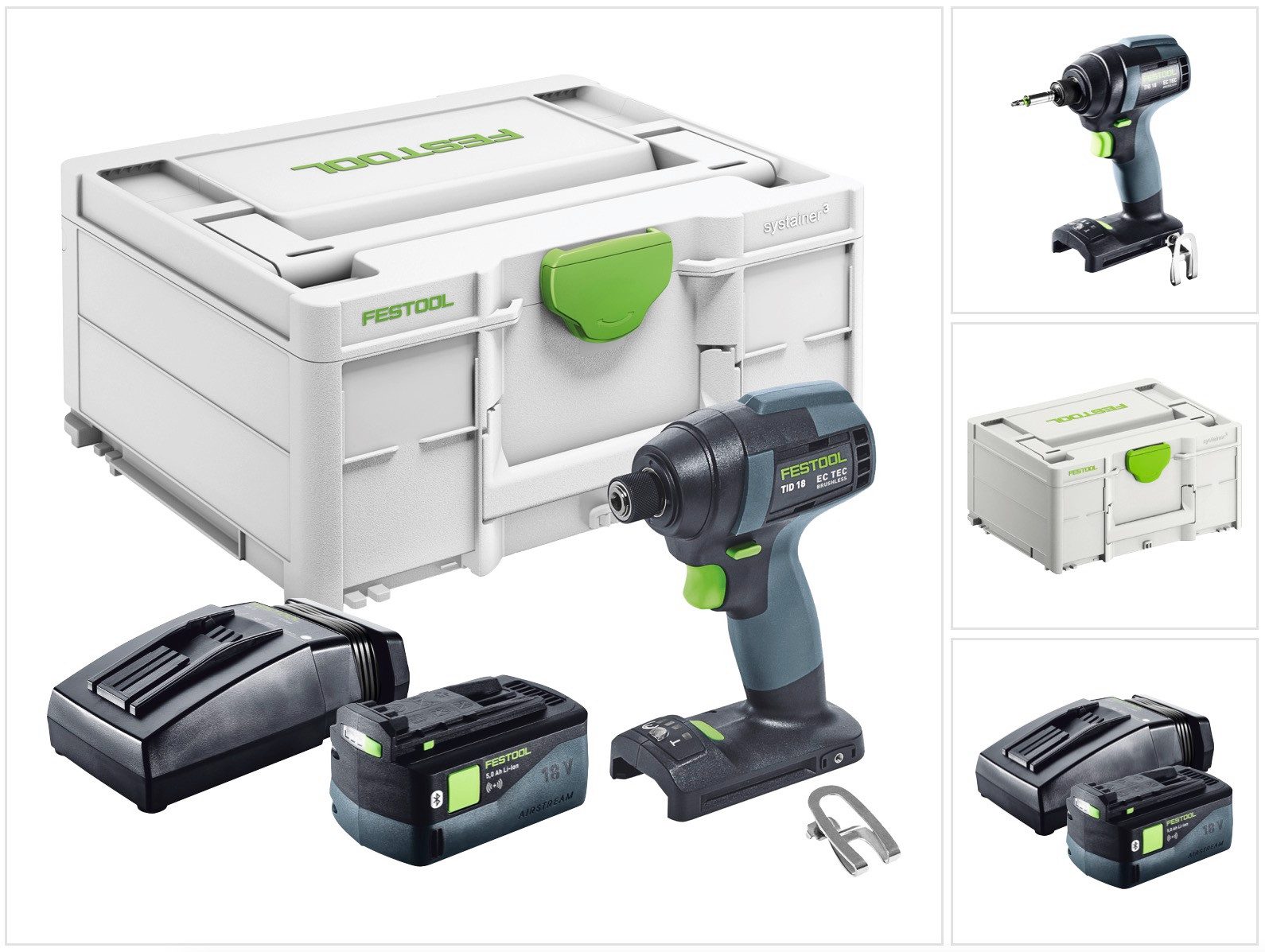 FESTOOL Akku-Schlagschrauber TID 18-Basic Akku Schlagschrauber 18 V 180 Nm 1/4" + 1x Akku 5,0 Ah +