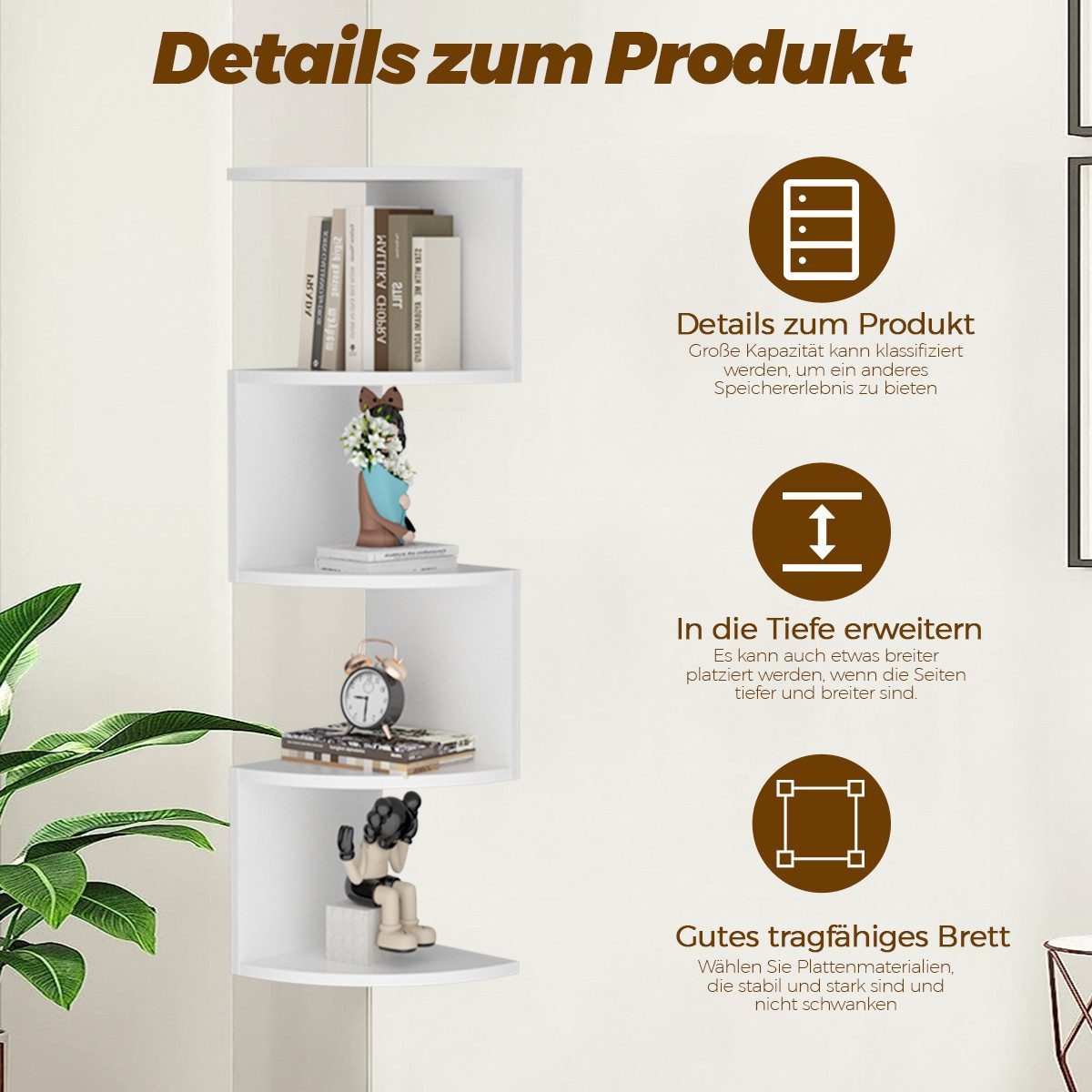 PFCTART Eckregal Fünfstöckiges Multifunktionales eckregal, eckregal günstig online kaufen