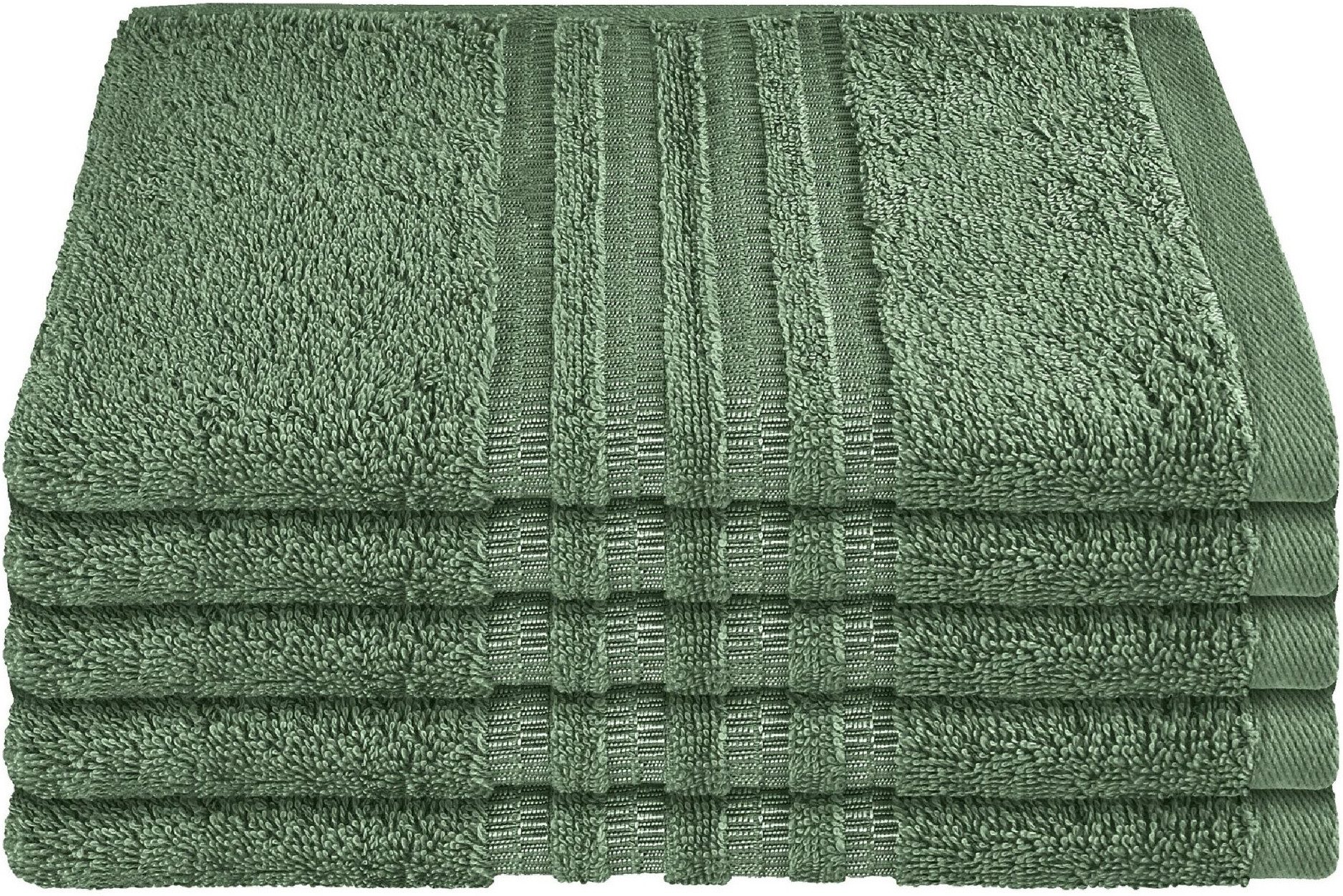 Schiesser Gästehandtücher Milano aus 100% Baumwolle mit eleganter Bordüre in Hoch-Tief-Optik, Frottier (Set, 5-St), OEKO-TEX® MADE IN GREEN