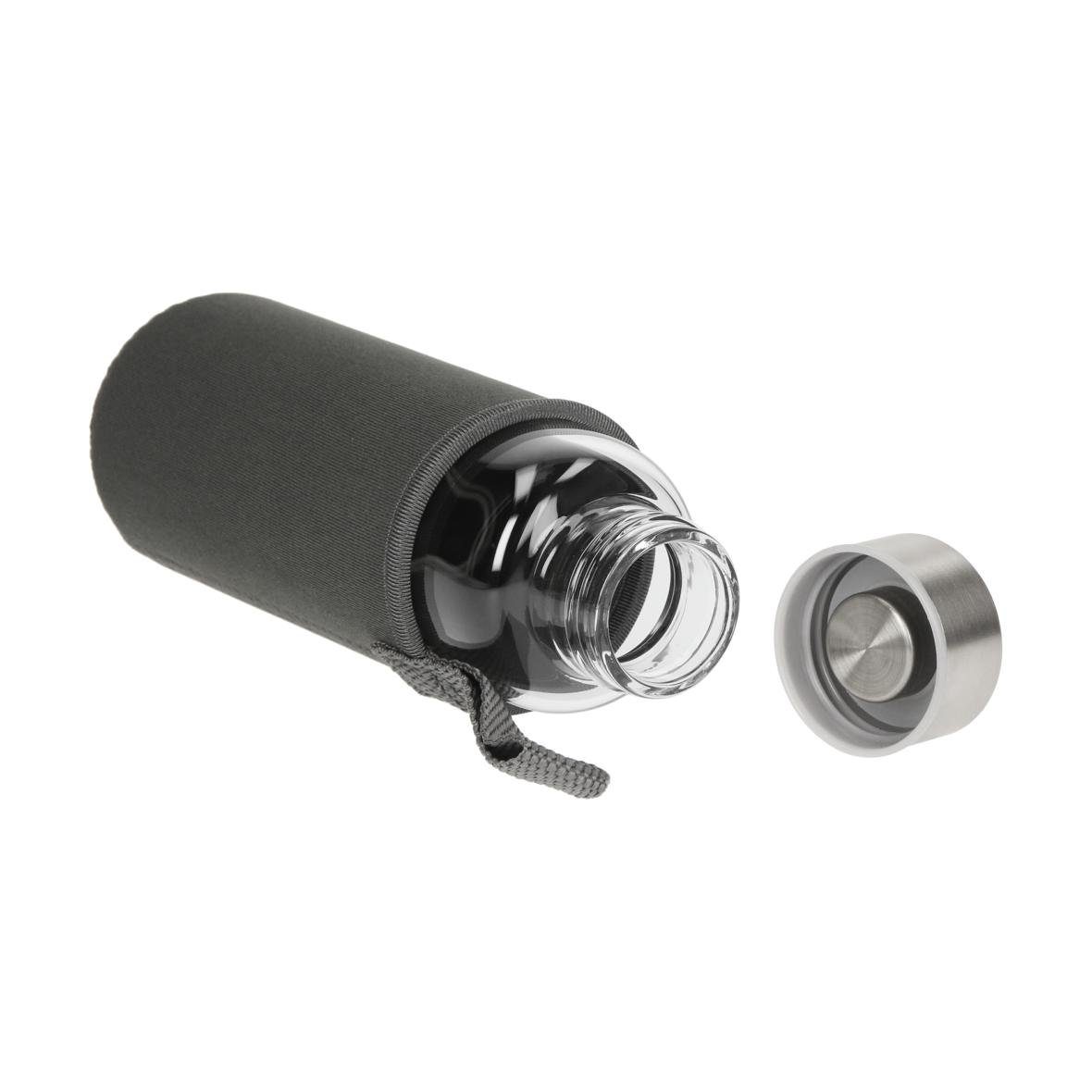 elasto Trinkflasche 360 ml Wasserflasche "Ocean" aus Glas mit softer Hülle, Getränkeflasche, Teeflasche, ToGo, Arbeit, Schule, Schraubverschluss