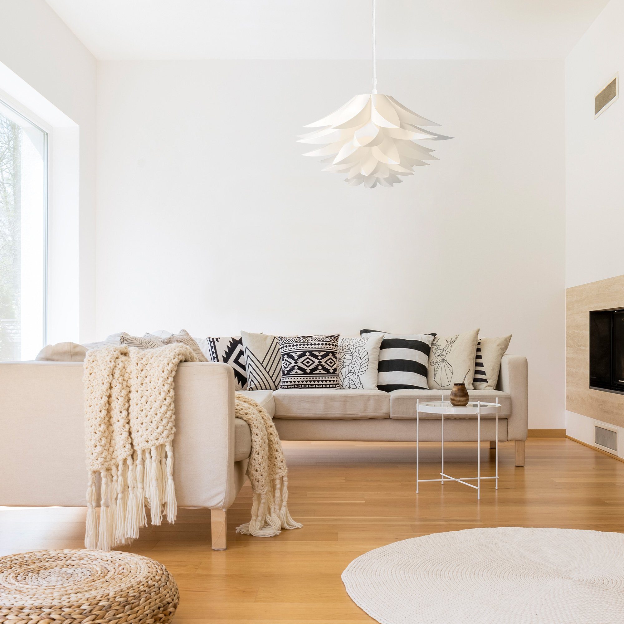 kwmobile Deckenleuchten DIY Puzzle Lampe Lotus Schirm Set - 90cm Kabel E27 günstig online kaufen