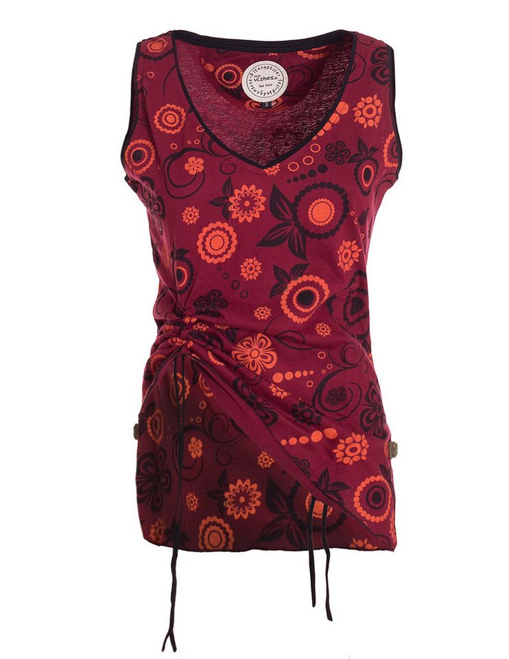 Vishes Shirttop Tanktop Damen Blumenprint V-Ausschnitt verstellbar Baumwolle Alternative Mode, Boho, Hippie, Ethno, Festival