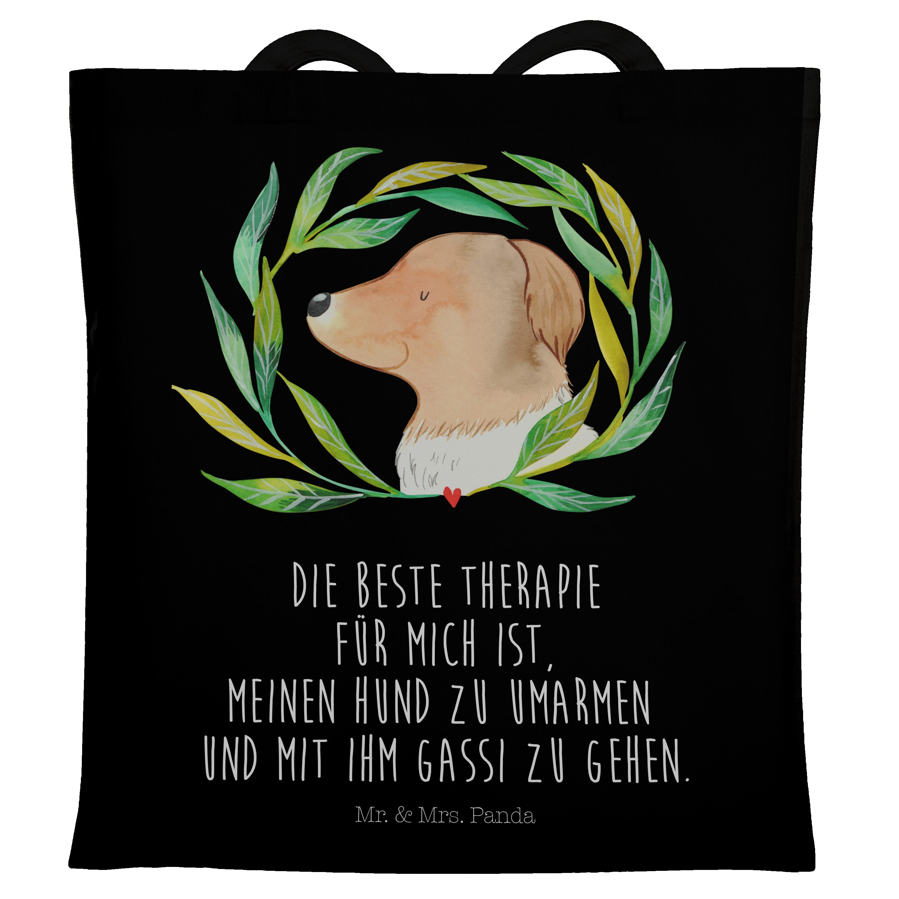 - Hundekopf, - Tragetasche Beutel, Schwarz Hund Geschenk, Mrs. Mr. Einka Hundeliebe, Ranke (1-tlg) Panda &