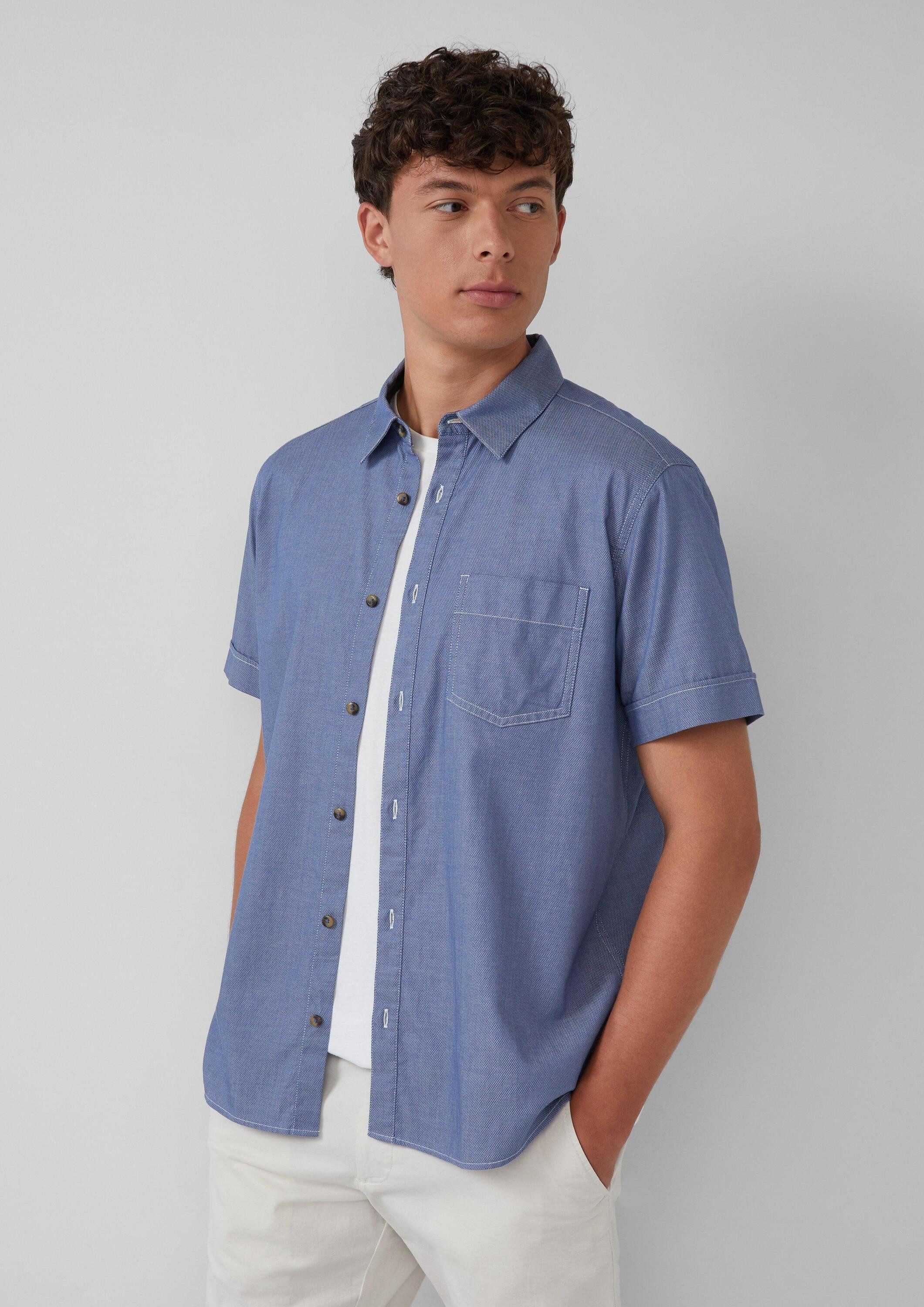 s.Oliver Kurzarmhemd Hemd Regular Fit: Strukturiertes Kurzarmhemd mit Kontr günstig online kaufen