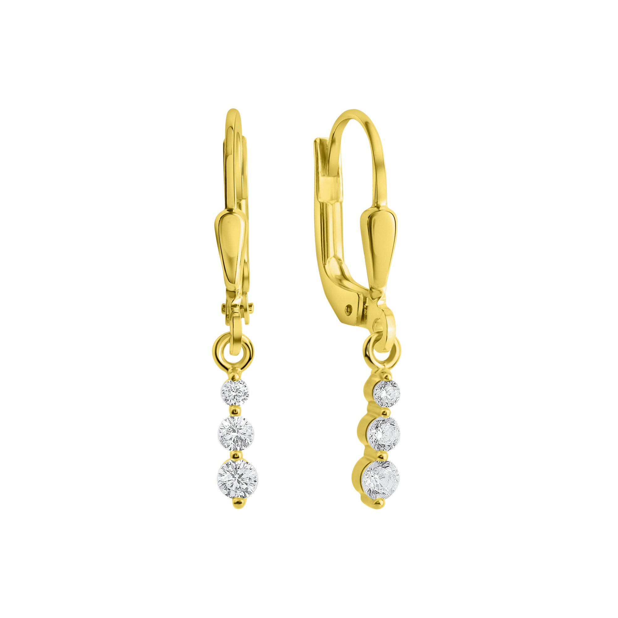 Paar Ohrhänger 375/- Gelbgold glanz Zirkonia