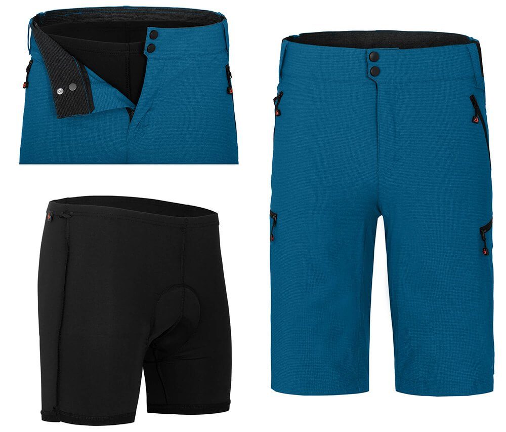 Bergson Fahrradhose PORVOO Bermuda (mit gepolsterter Innenhose) Herren Radshorts, robust, elastisch, Normalgrößen, saphir blau